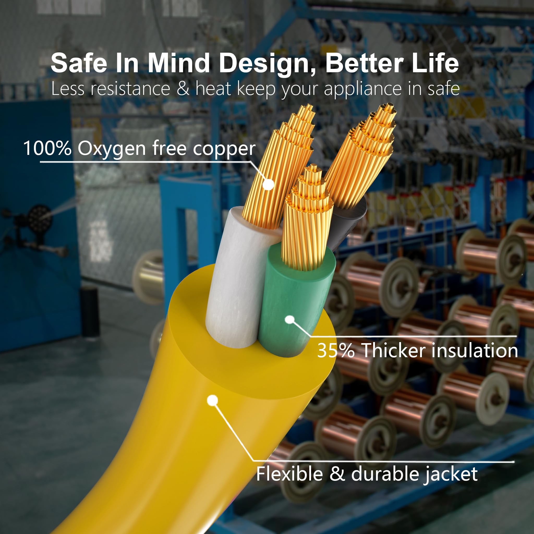 Huanchain 12/3 Gauge Heavy Duty Outdoor Extension Cord 15 Ft Waterproof With Lighted End, Flexible Cold Resistant 3 Prong Electr