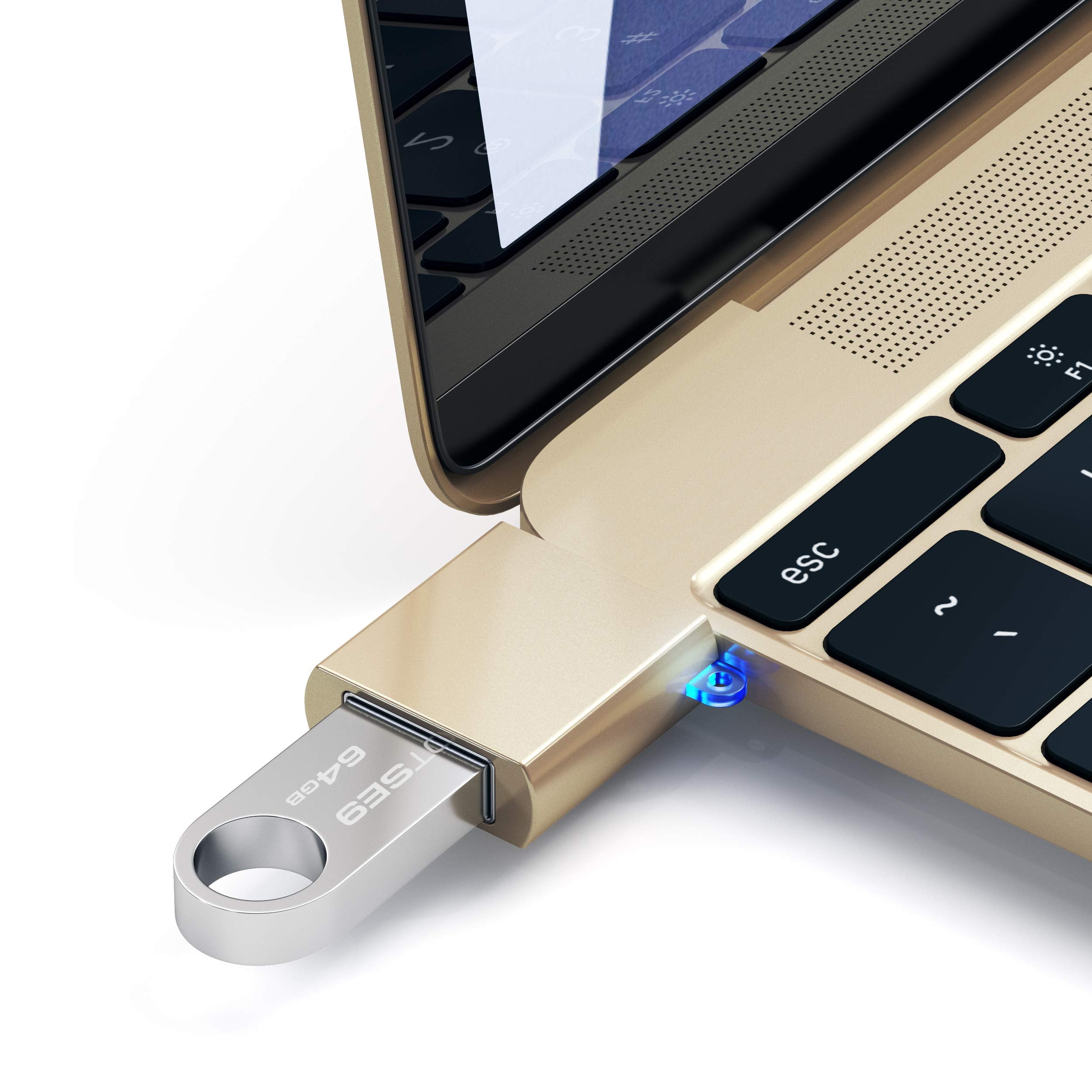 Satechi Usb C To Usb A Adapter, Usb C Male To Usb A 3.0 Female Connector, Usbc To Usba Converter, Compatible With Macbook Pro/Air, Ipad Pro/Air/Mini, For Type C Laptops, Tablets, Phones (Gold)