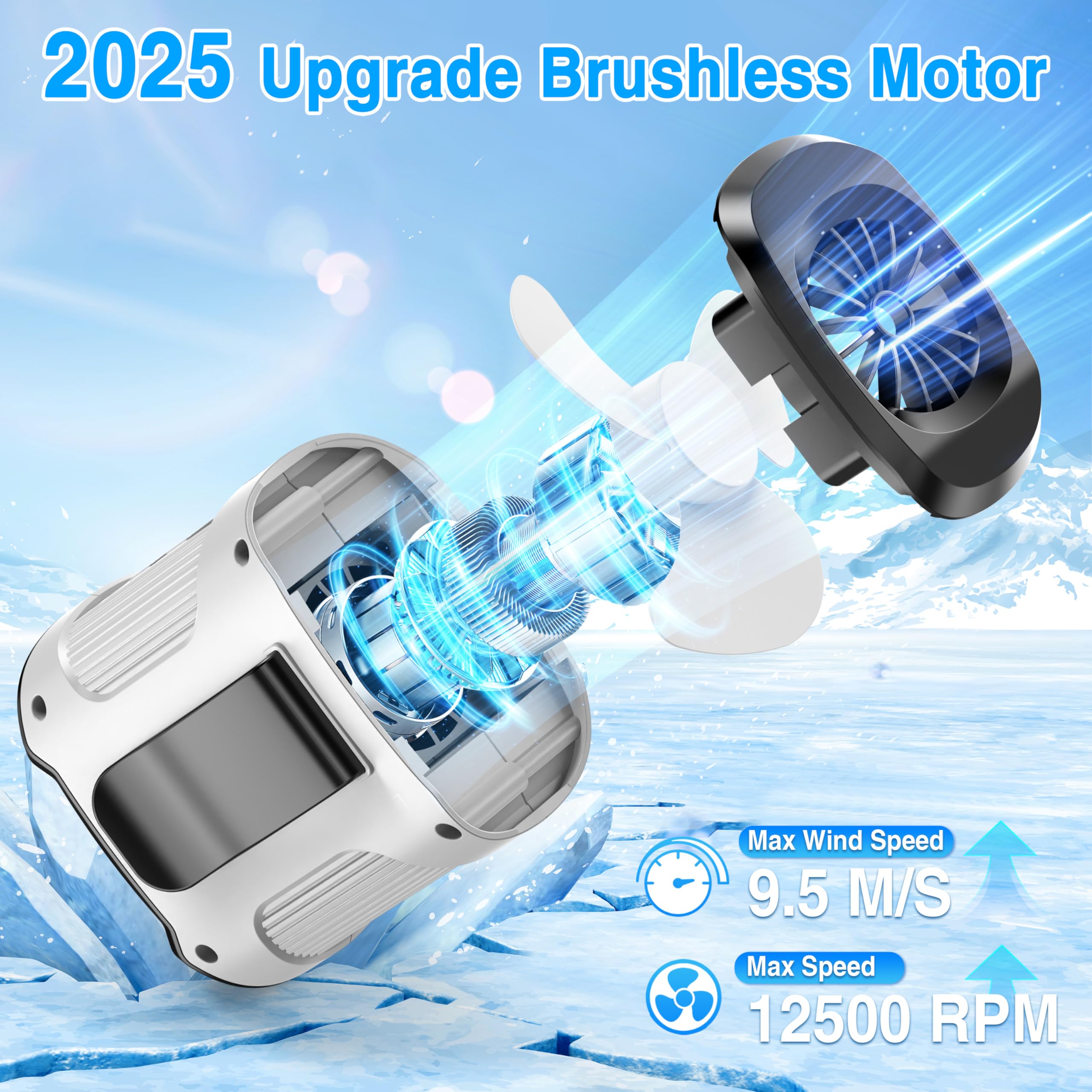 Sunoony Waist Fan Clip On Shirt Belt Body Wearable Hand-Free Rechargeable Battery Powered Fan With 3 Speed & Flashlight Cooling