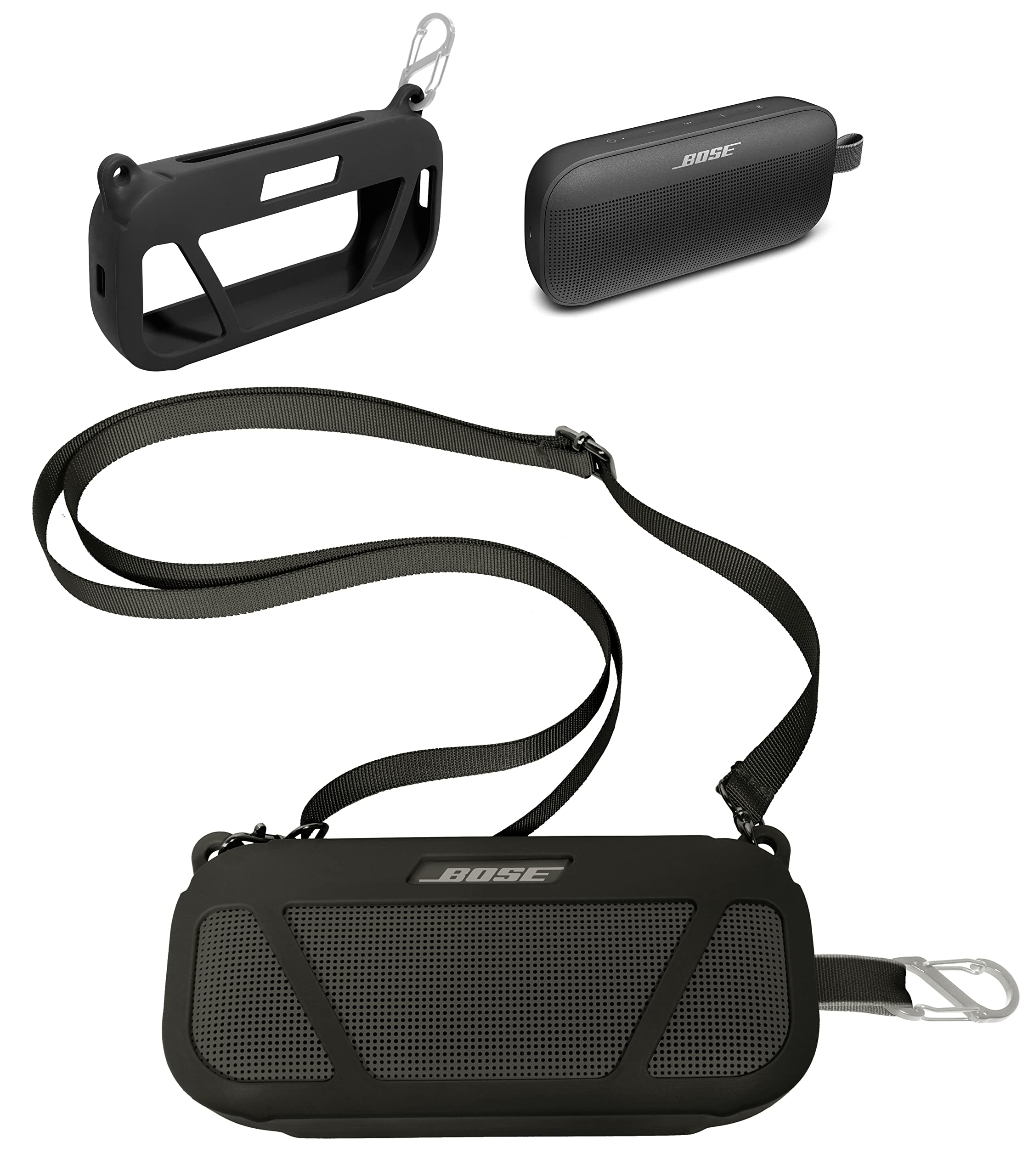 Casesack Silicone Cover For Bose Soundlink Flex Bluetooth Portable Speaker (Black)