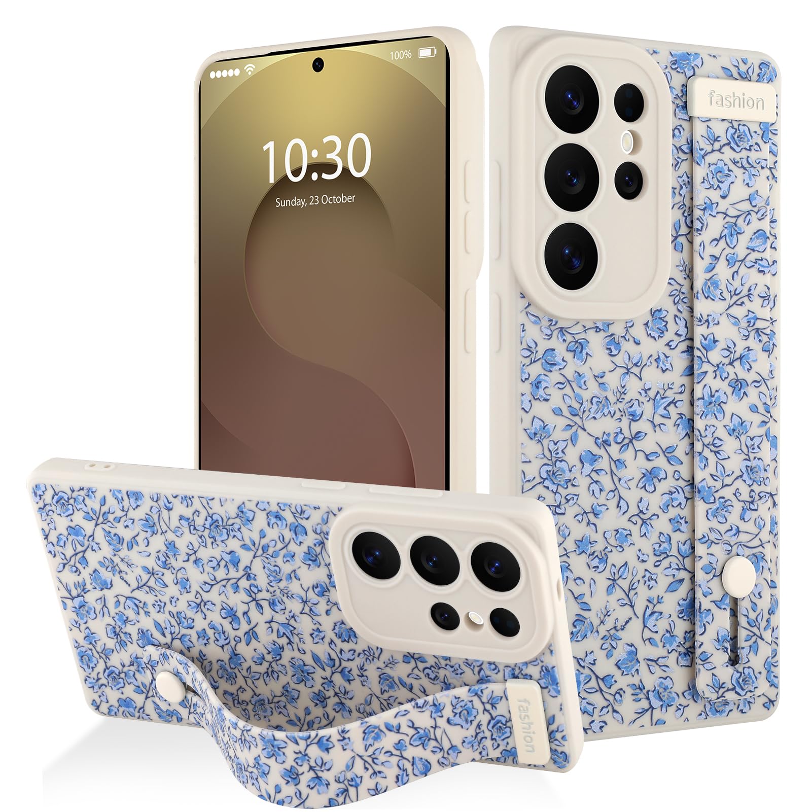 AIGOMARA Case for Samsung Galaxy S25 Ultra, Case with Strap for Women Girls, Cute Colorful Floral Flowers Pattern, Soft Wristban