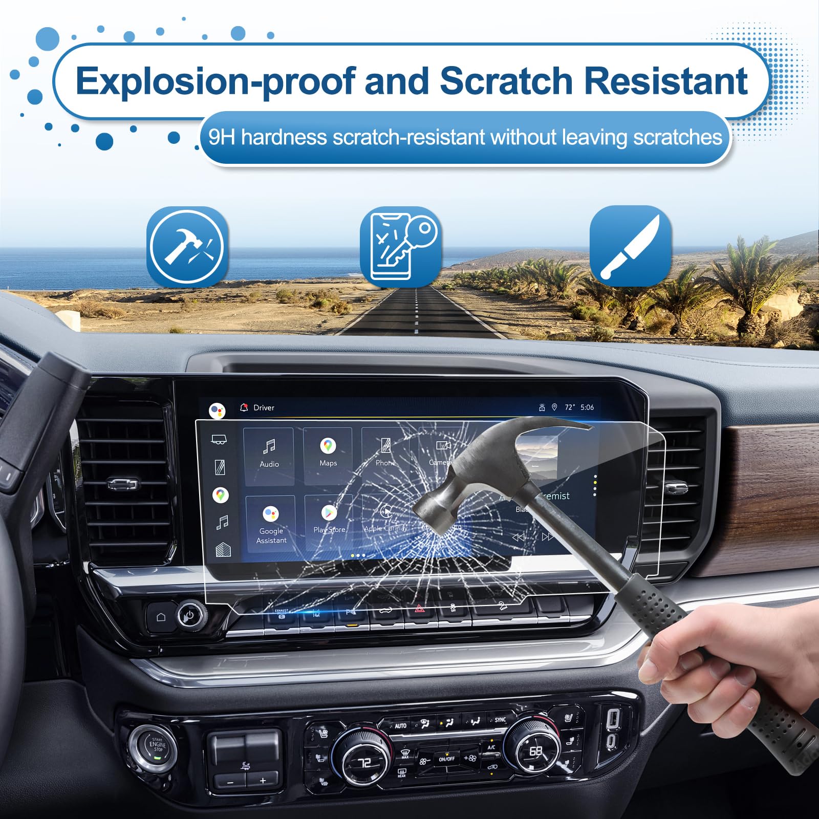 Coleya 2022 2023 2024 2025 Sierra 1500 Screen Protector For Gmc Sierra (Sle, Slt, Elevation) 13.4In Touch Screen, 9H Tempered Gl