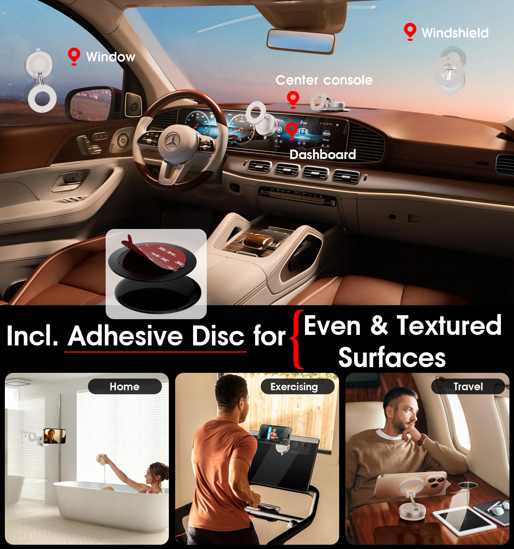 Reokily Strong Magnetic Car Phone Holder For Magsafe Ultra Vacuum Suction Cup Phone Mount 360 Cell Phone Holders For Your Car Ac