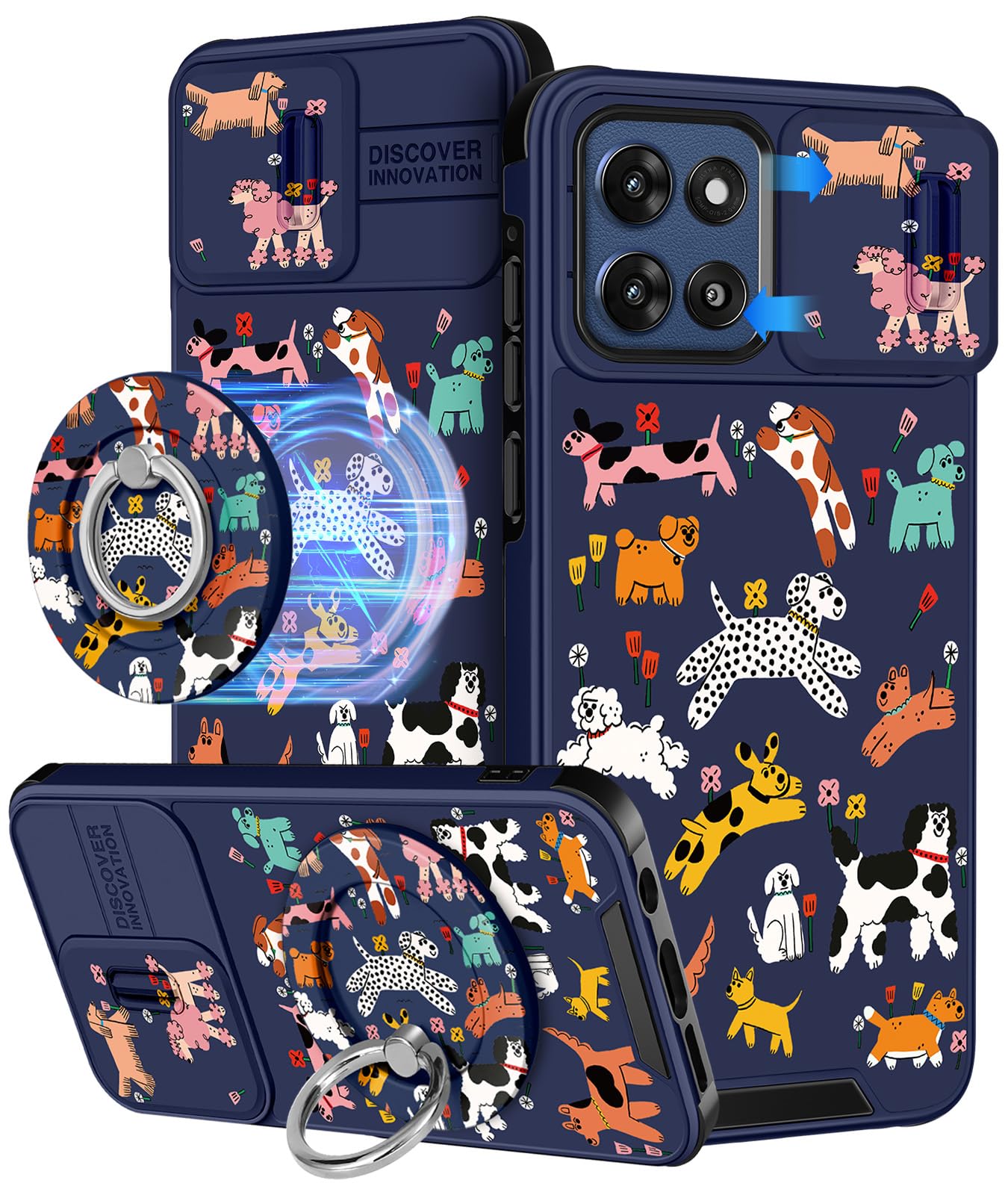 Buleens for Moto G Stylus 2026/2025 Case - Cute Design with Ring Stand & Camera Cover Women Girls Aesthetic Girly Cartoon Dog Ph