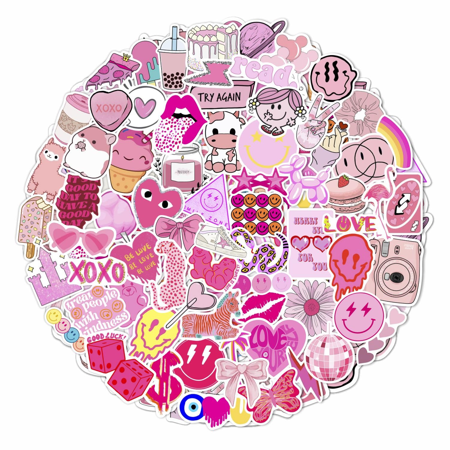 100Pcs Preppy Stickers For Water Bottle And Laptop   Preppy Party Favors & Decorations, Waterproof Vinyl Decals, Fashion And Fun