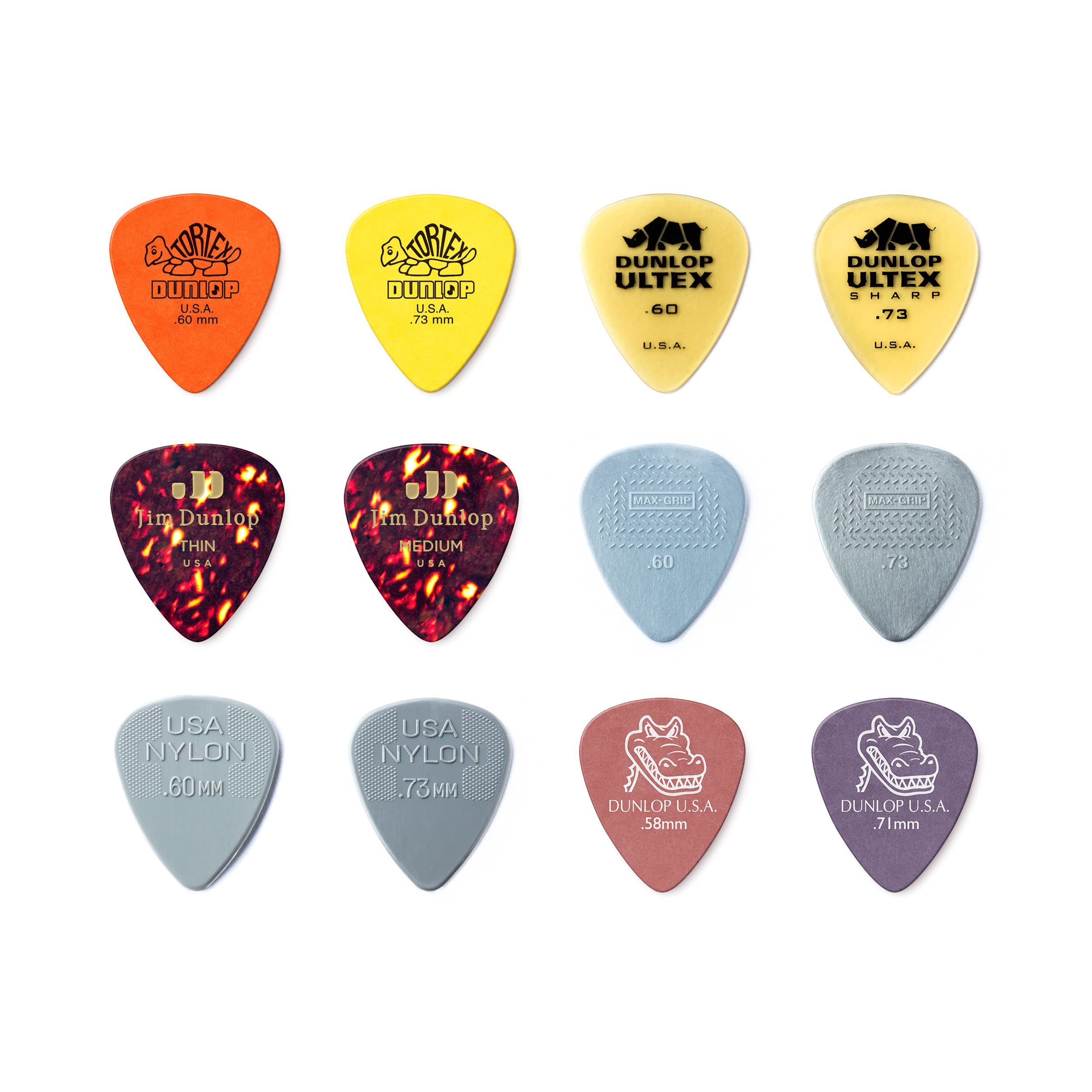 Dunlop Pick Variety Pack, Assorted, Light/Medium, 12/Player'S Pack