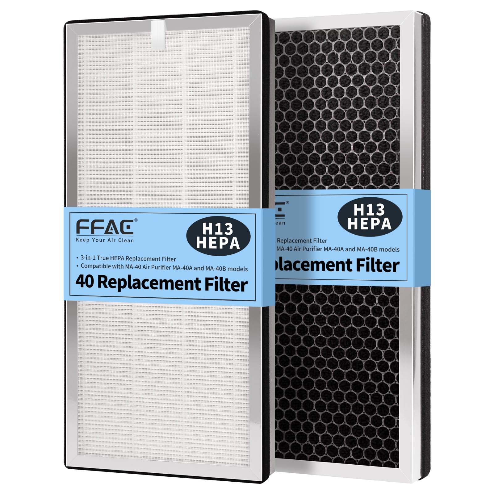 Ffac 40 Replacement Filter Compatible With Ma Air Purifier 40 Series, 40 Filter For Ma40W Ma40B 3 In 1 Filter System Of Pre Filt