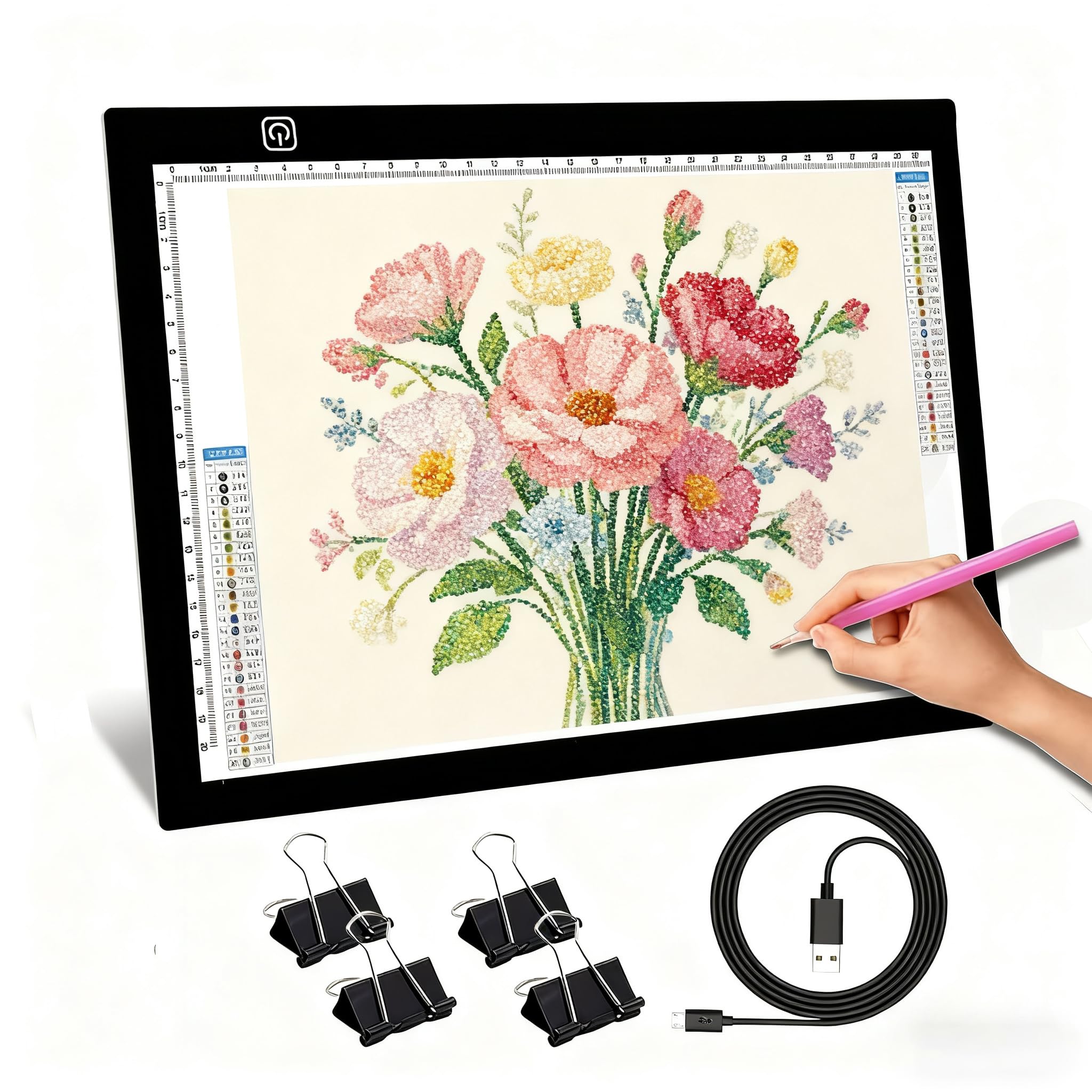 A4 LED Copy Board Light Tracing Box LED Light Pad Memory Function USB Powered Stepless Dimmable Light Table for Drawing, Weeding