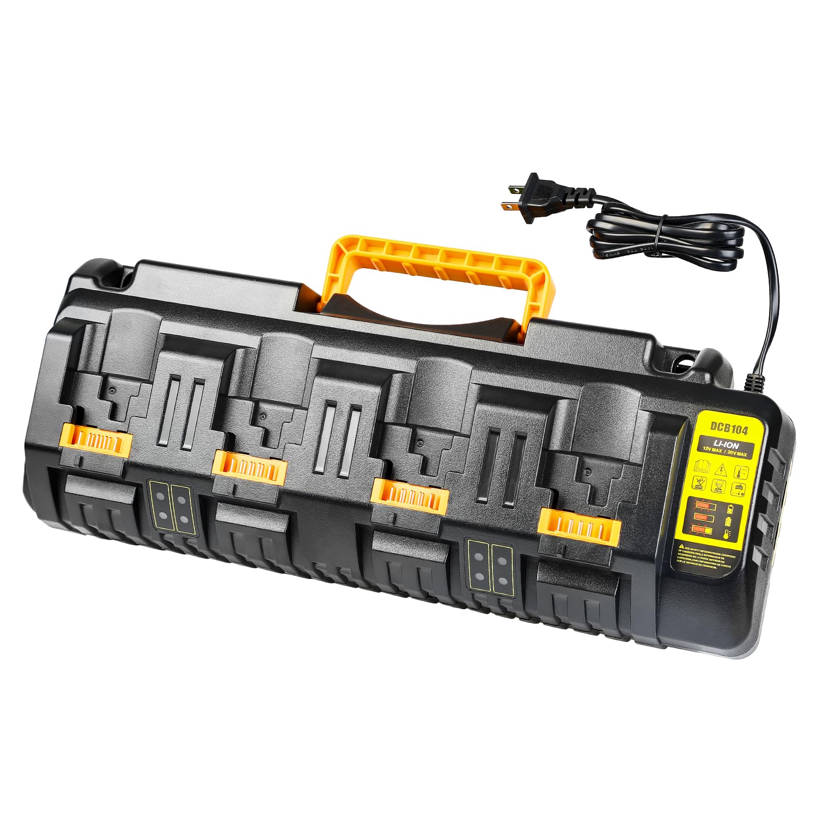 Dcb104 Battery Charger Station Replacement For Dewalt Battery Charger, Simultaneous Charging For 12V And 20V Max Battery Black