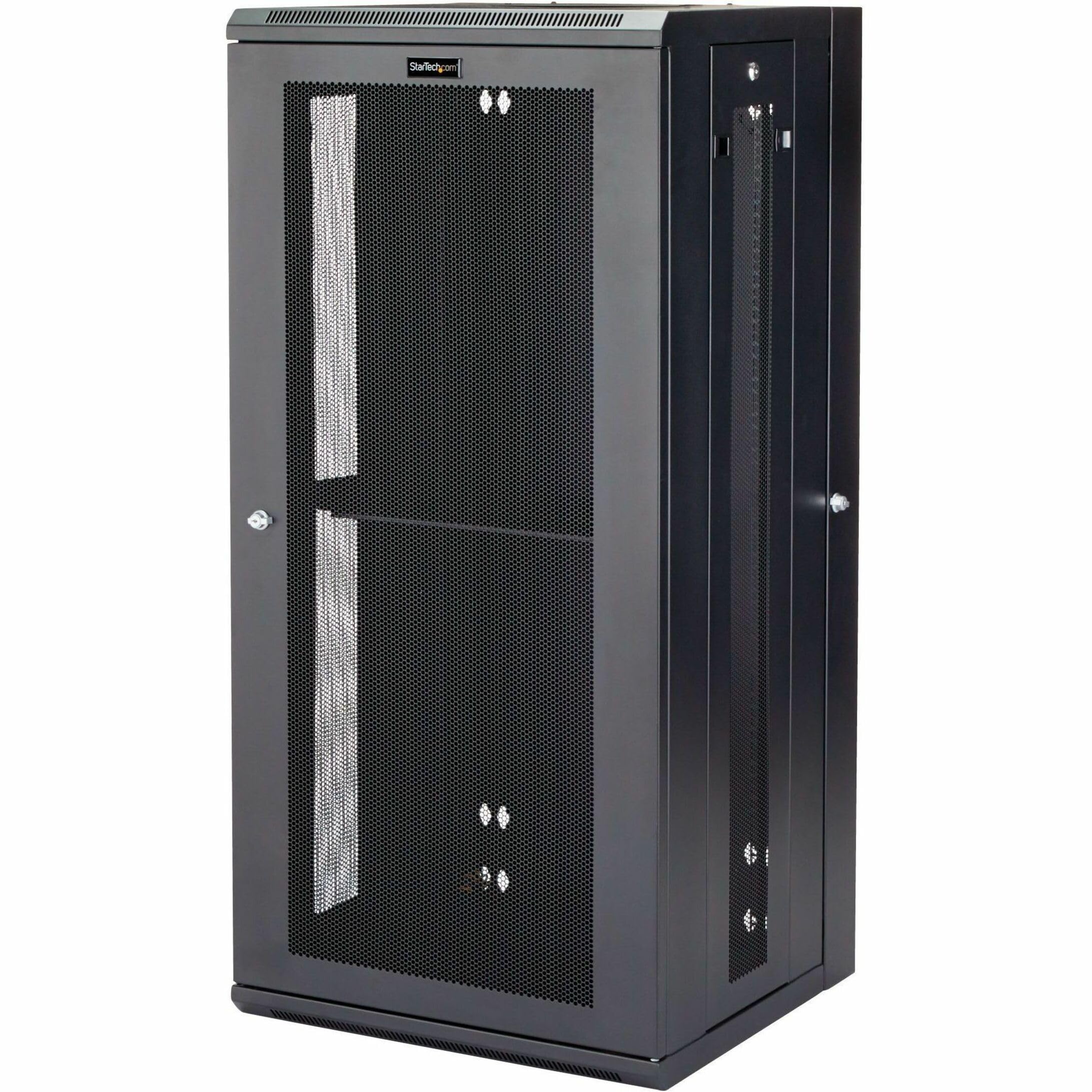 StarTech.com 4 Post 26U Wall Mount Network Cabinet w/ 1U Shelf, 19' Wall Mounted Server Rack for IT / Data Computer Equipment