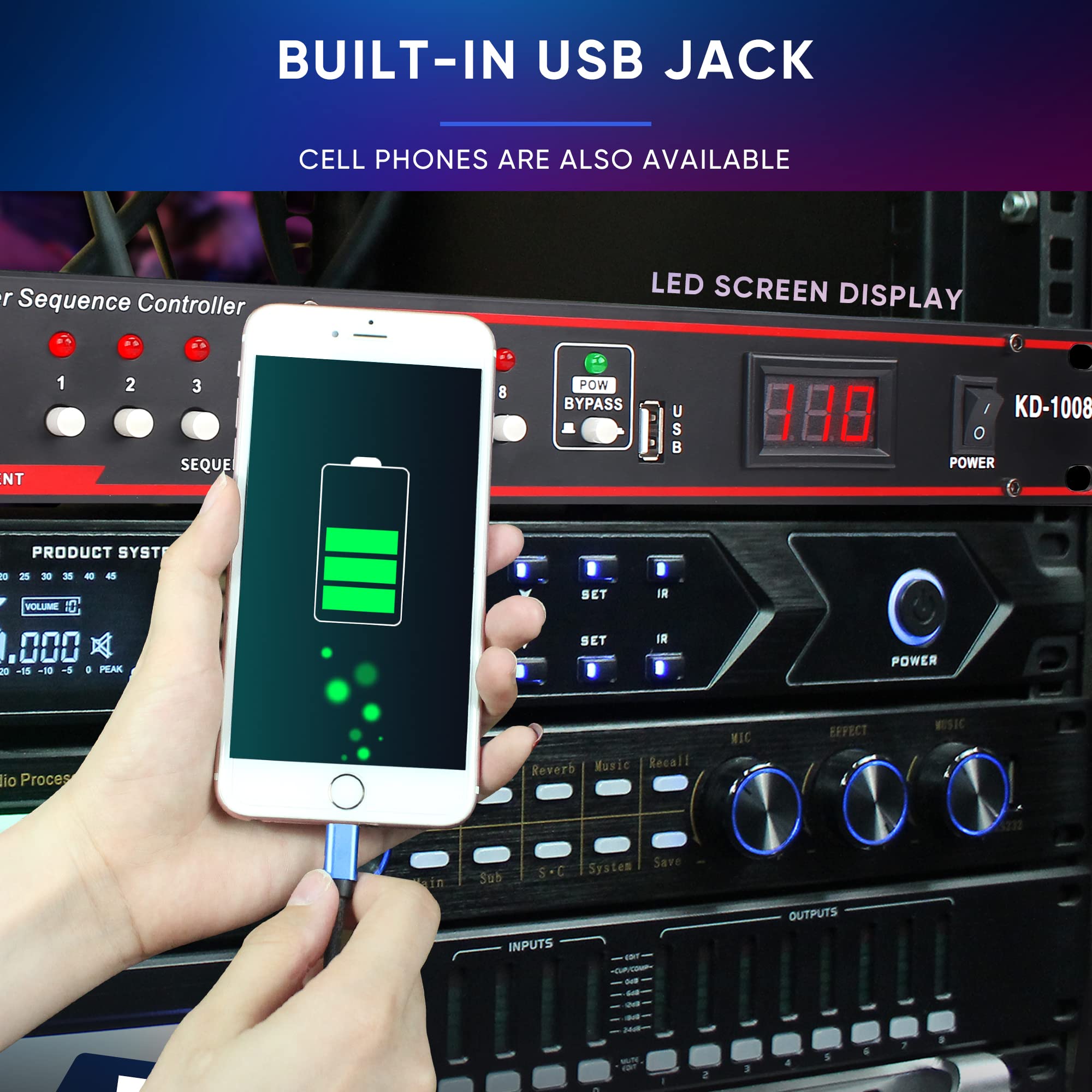 Fulode 10 Outlet Power Conditioner  8 Independent Switch Rack Power, Power Conditioner Rack Mount Audio Power Conditioner Regula