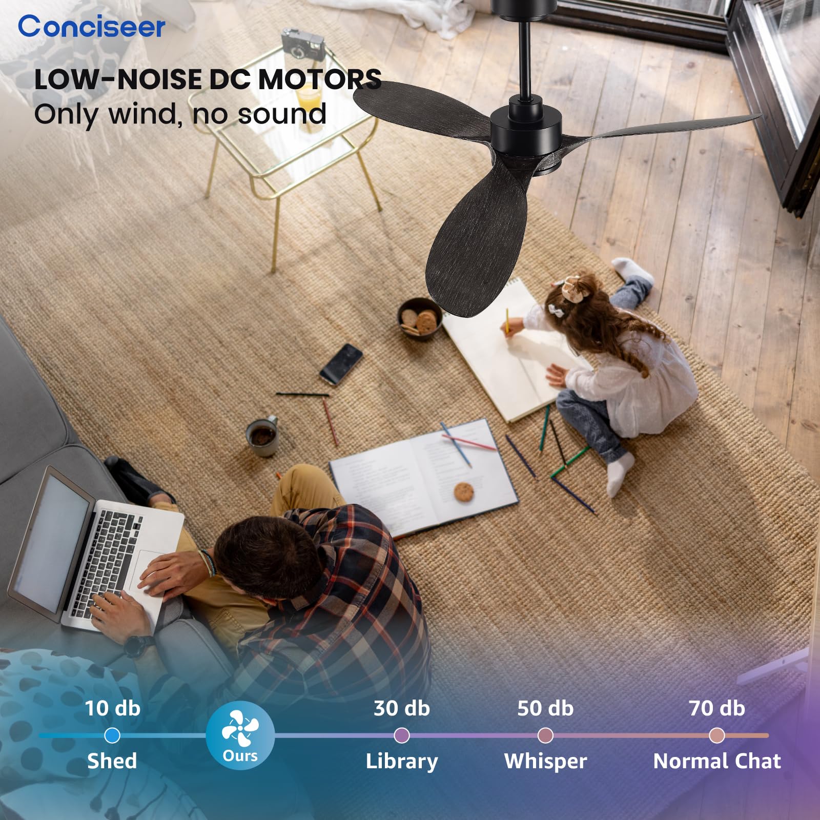 Wood Ceiling Fans With Lights, 52 Inch Ceiling Fans With Light And Remote For Bedroom Living Room Kitchen Office, Indoor/Outdoor