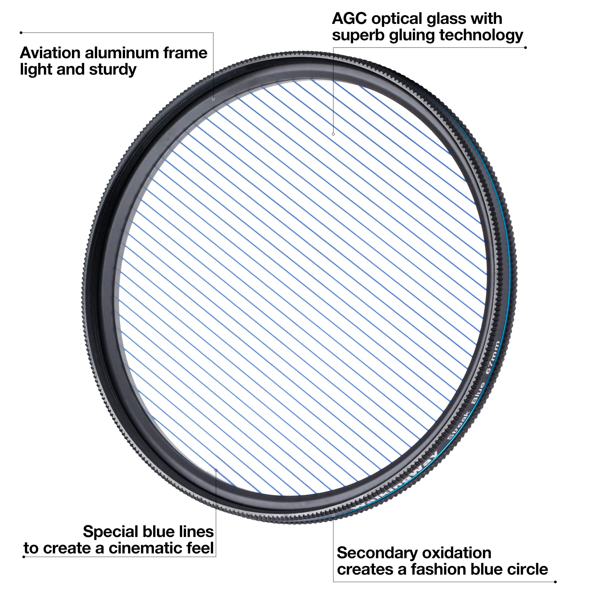 Walking Way 95Mm Variable Blue Streak Filter Rotating Circular Anamorphic Style Streak Effect Lens Filter For Photography And Vi