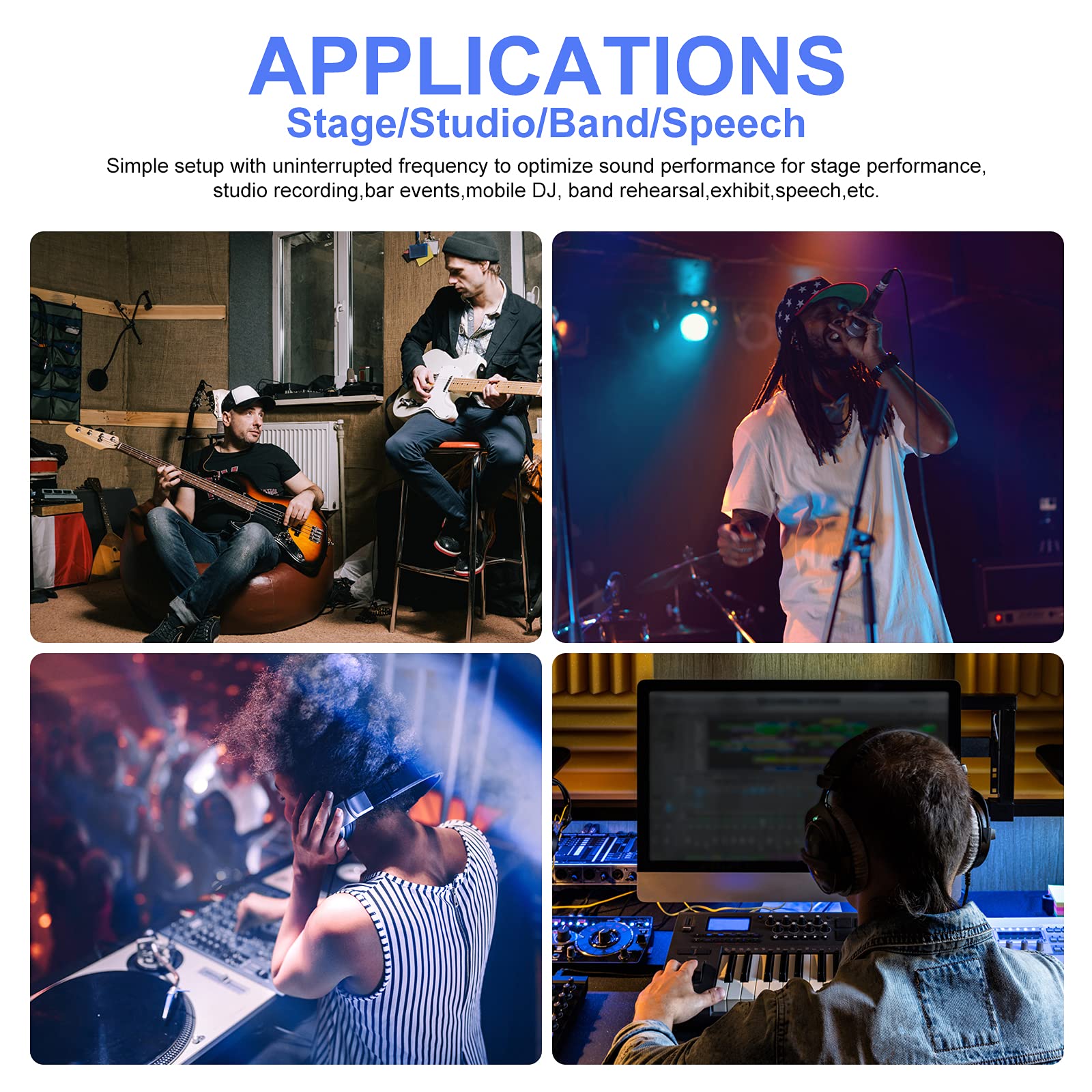 Levusu Uhf Wireless In-Ear Monitor System With Earphone,180Ft, Rack Mount, Professional Iem Stereo System Transmitter And Beltpa