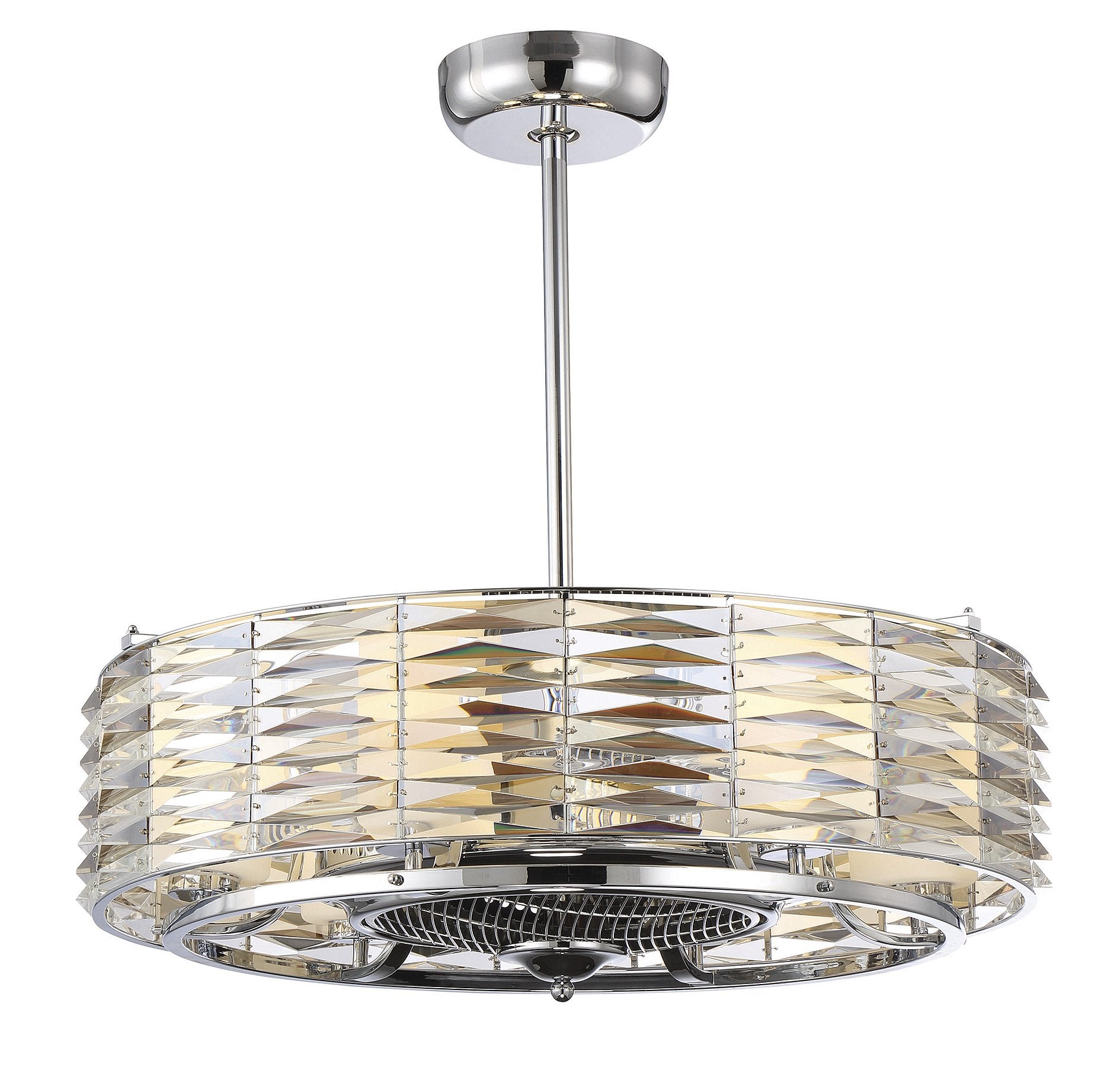 Savoy House 30-333-FD-11 Taurus Hand Cut Crystal Drum Fandelier Ceiling Fan with Remote, 6-Light LED 36 Total Watts, 16 H x 29 W