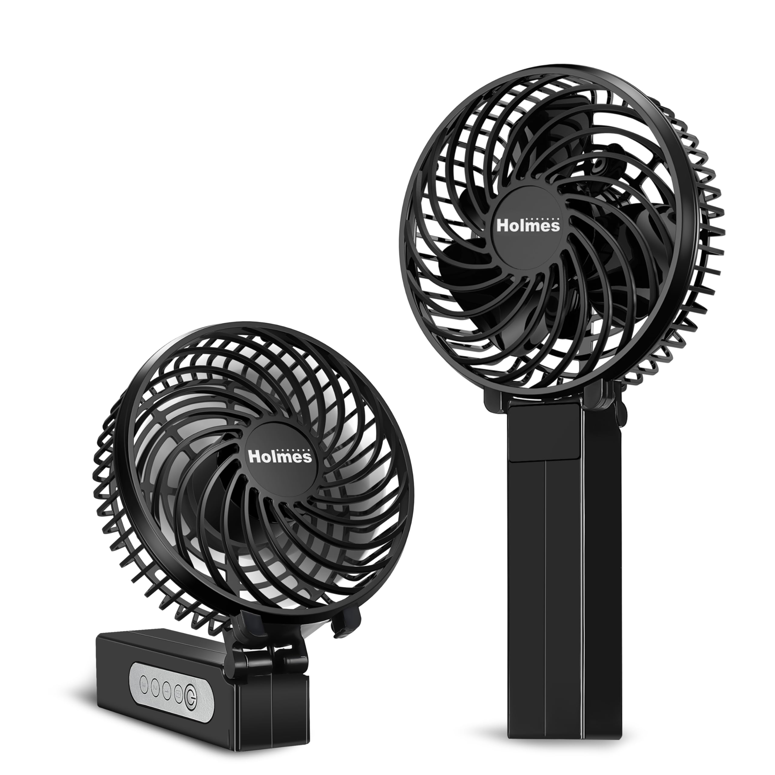 HOLMES 4 Portable, Handheld, Personal or Desk Fan, 3 Speeds, Rechargeable battery, USB-C Charging Cable, 180 Adjustable Head, Li