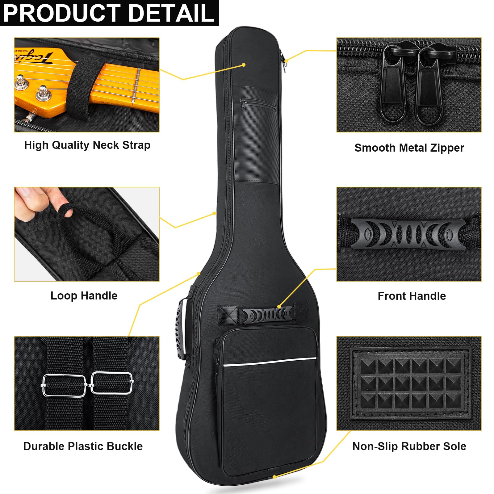 Letsrock Electric Guitar Gig Bag, Electric Guitar Gig Bag 0.35 Inch Thick Padding Backpack Soft Electric Guitar Bag Dual Adjusta