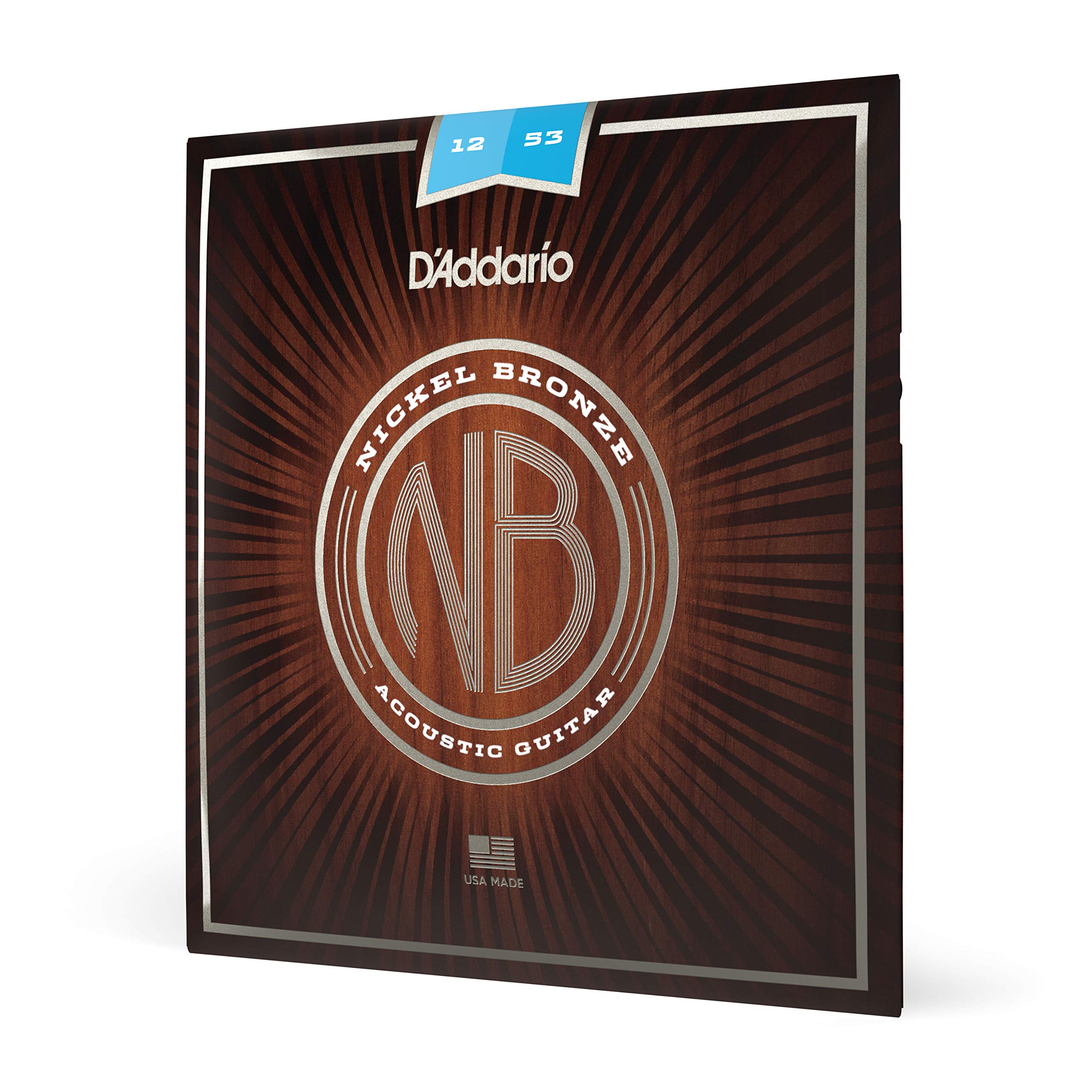 D'Addario Acoustic Guitar Strings, Nickel Bronze, Nb1253, Light Gauge 12 53, 6 String Set, Pack Of 1