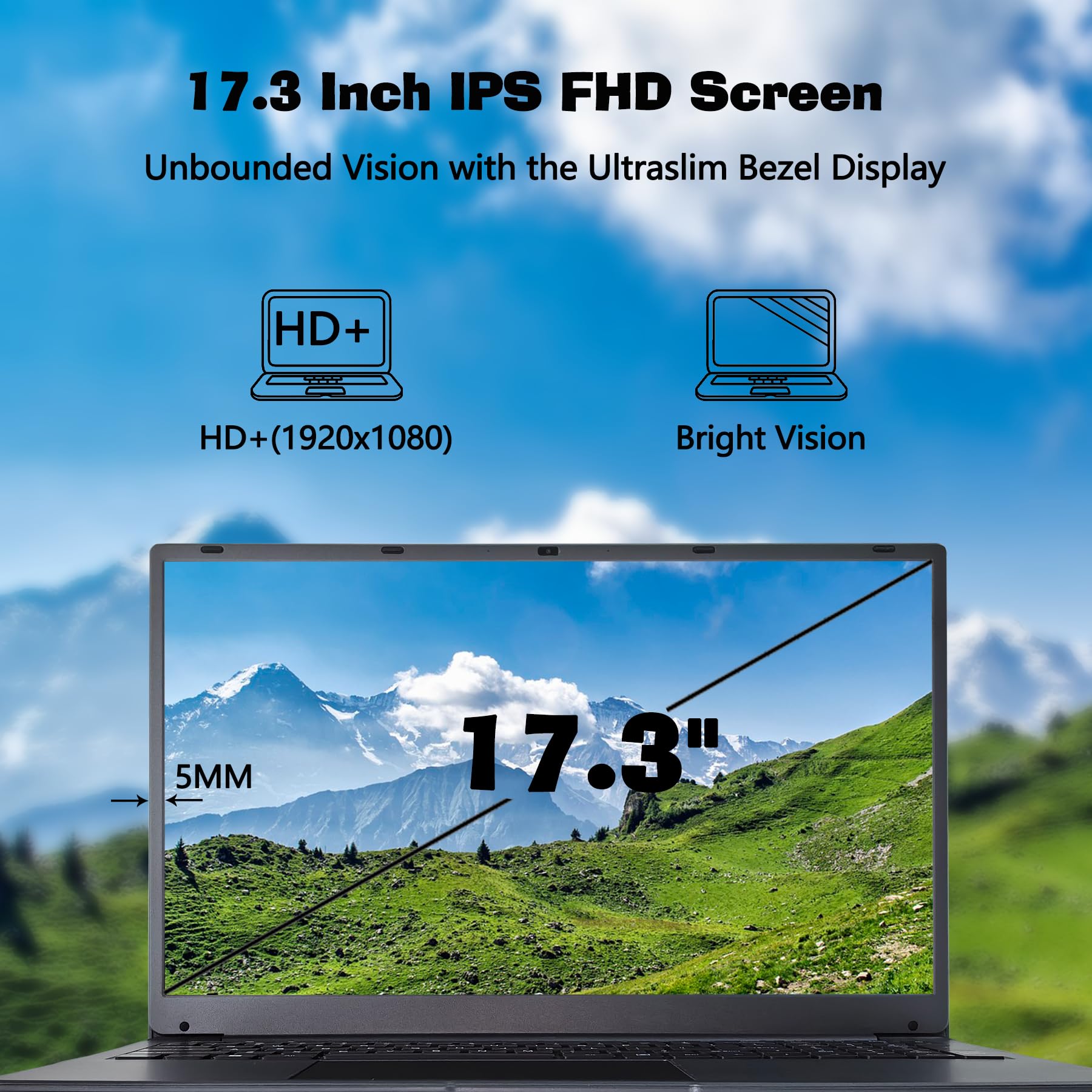 Ijkkji Laptop, 17 Inch 8Gb Ram 512Gb Ssd Laptop With Intel Celeron Quad Core N5095(Up To 2.9Ghz), Ips Fhd Display, Webcam, Dual