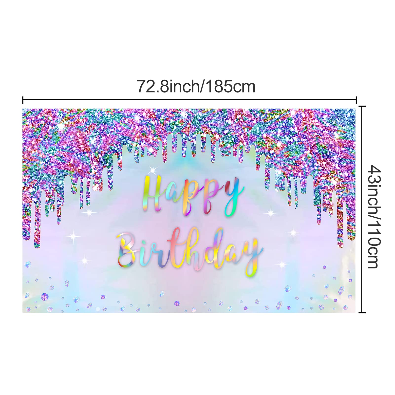 Iridescent Party Supplies Holographic Birthday Banner Decorations, Rainbow Happy Birthday Sign, Colorful 1St 10Th 16Th 21St 30Th