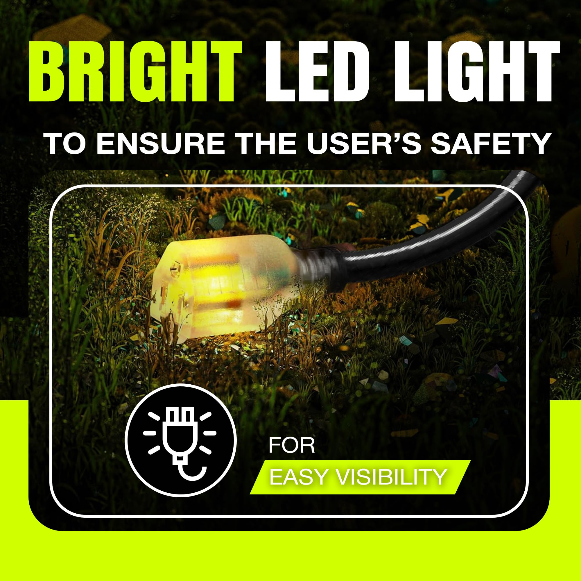 Lifesupplyusa 50Ft Outdoor/Indoor Extension Cord 14/3 Gauge Heavy Duty 3 Prong Sjtw, Waterproof, Flexible Cold Resistant Long Po