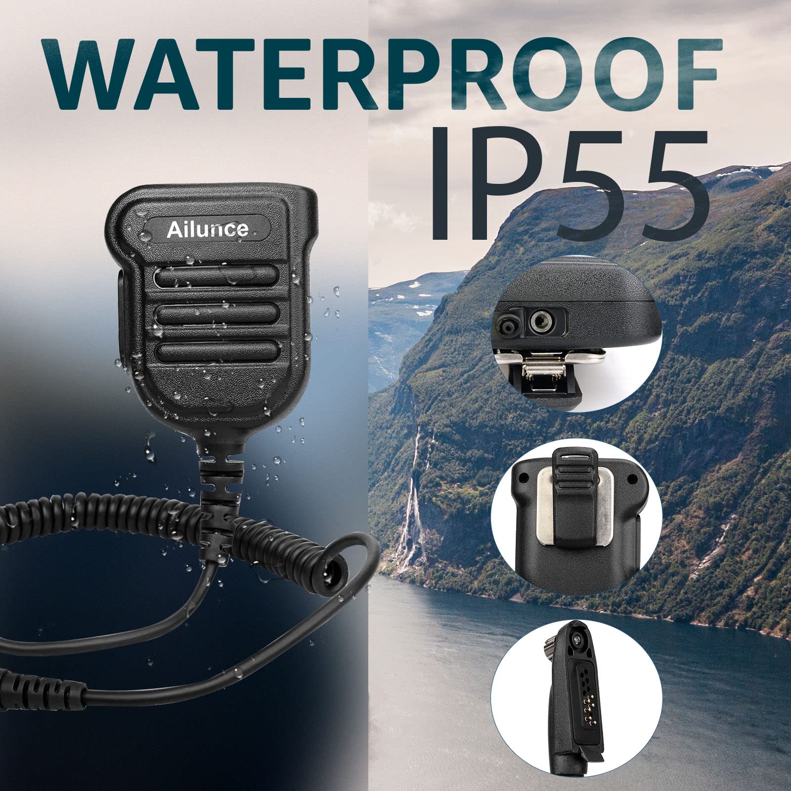 Retevis Rt47V Murs Radios, 2 Way Radios With Shoulder Mic, Ip67 Waterproof Walkie Talkies, Rechargeable, For Boating, Fishing,Su