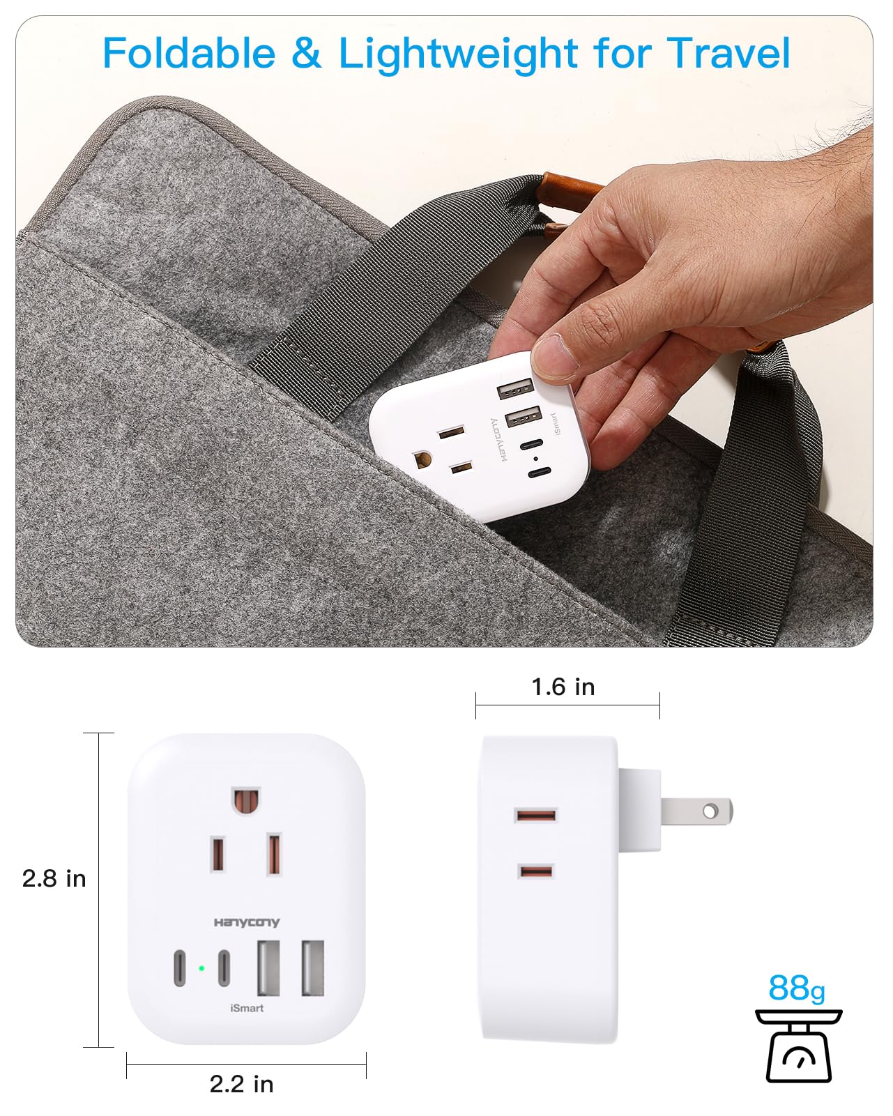 2 Pack Us To Japan Travel Plug Adapter, Japan Power Adpter With 4 Outlets 4 Usb Ports(2 Usb C), Type A Plug Adapter For Amercian