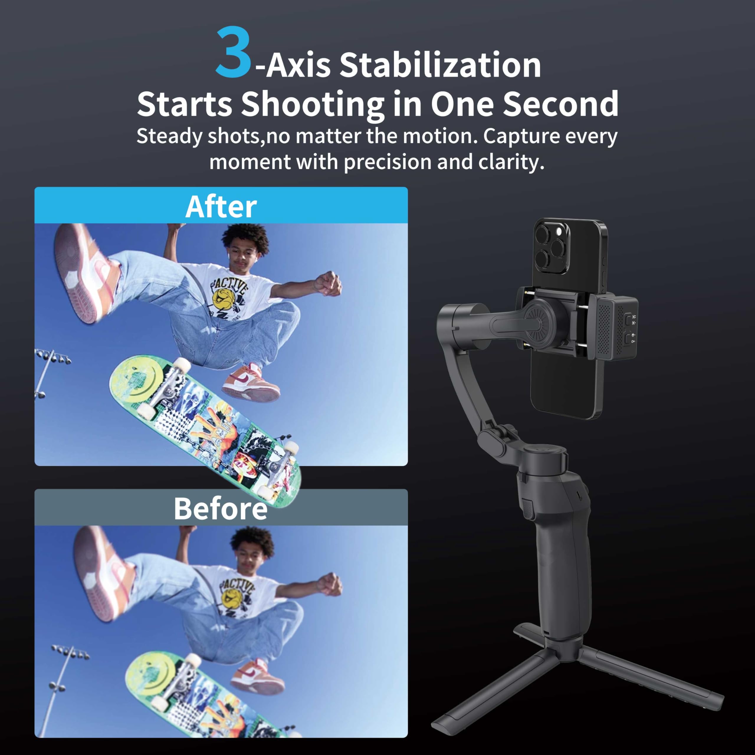 360 Rotating Auto Face Tracking Phone Holder,No App,Smart Body Tracking Gimbal Stand Selfie Phone Camera Mount Cell Phone Tripod
