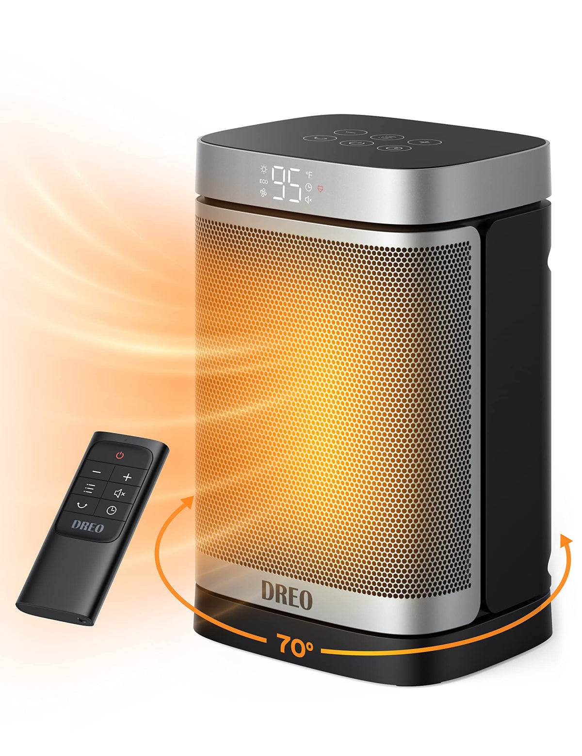 Dreo Space Heater, 1500W Portable Electric Heaters For Indoor Use, Ptc Ceramic Heater For Office With Remote, Thermostat, 70�Oscillation, 12H Timer, 5 Modes, Safe Quiet Room Heater For Bedroom