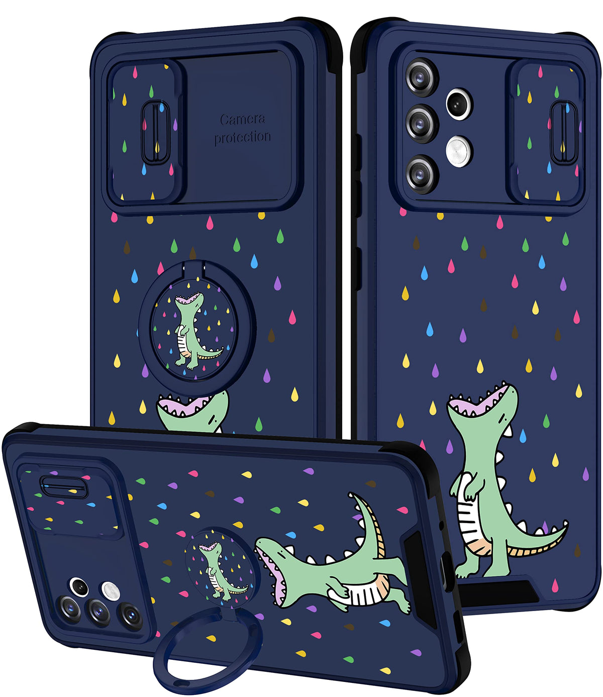 Goocrux (2In1 For Samsung Galaxy A32 5G Case Dinosaur Women Girls Cute Cartoon Phone Cover With Slide Camera Cover+Ring Holder G