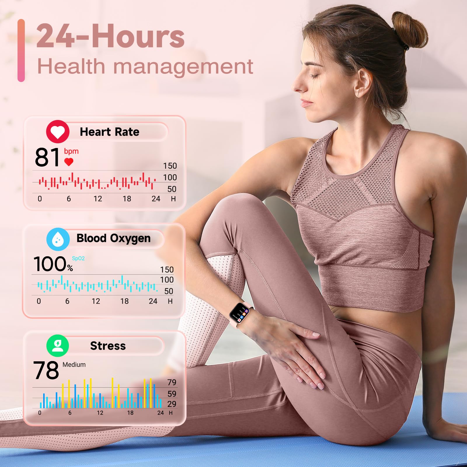 Aeac Smart Watch For Women Men,1.69'' Touch Screen Fitness Tracker For Iphone Android Phone Ip68 Waterproof,Finess Watch With St