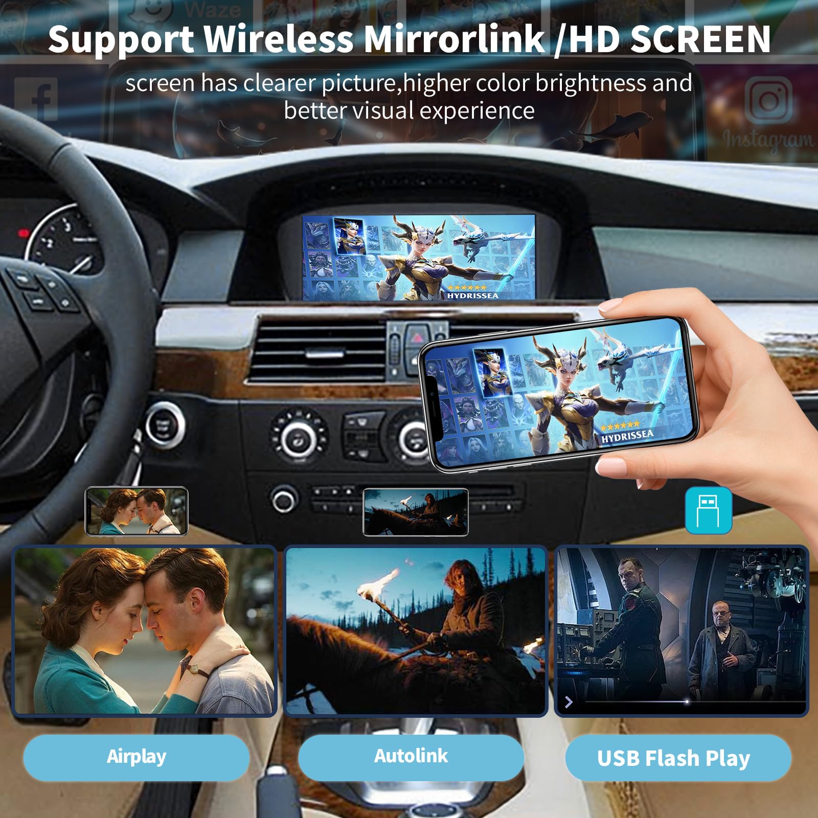 Autoabc Wireless Carplay/Android Auto 8.9'' Linux Touchscreen Multimedia Radio Receiver For Bmw 3/5Er E60/E63/E64/E90/E91/E92/E9