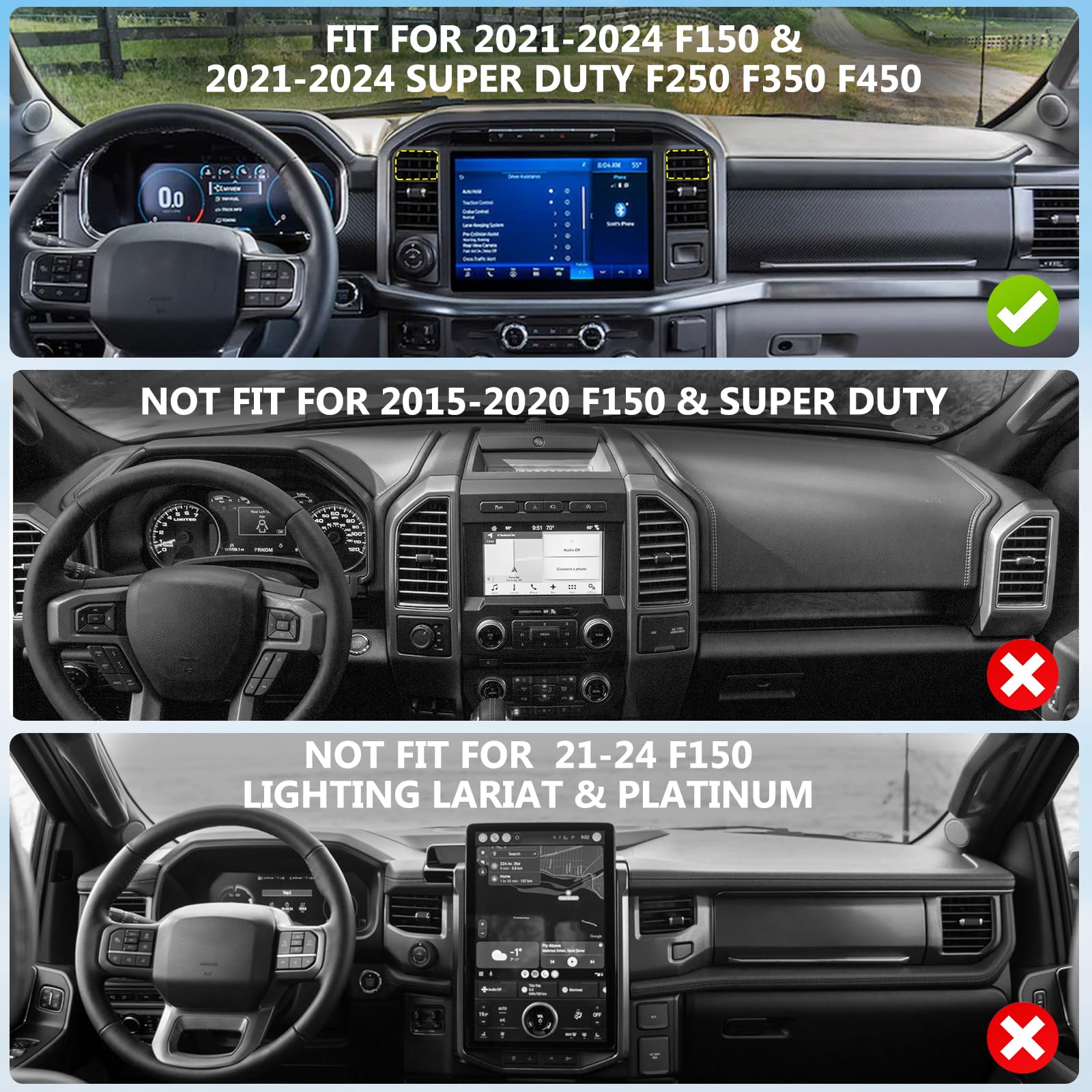 Surfcabin Cnc Magnetic Truck Air Vent Phone Holder, Metal Phone Mount Cradles For F150, Compatible With Ford F150 2021-2025 & Su