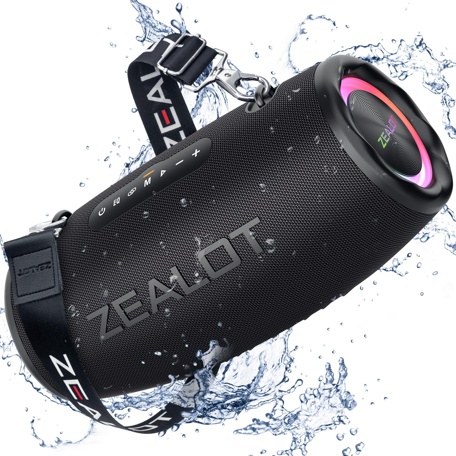 Zealot Bluetooth Speaker, 80W Portable Speaker Loud With Deep Bass,Ipx6 Waterproof Speaker With Led Light, Powerbank,Bluetooth 5