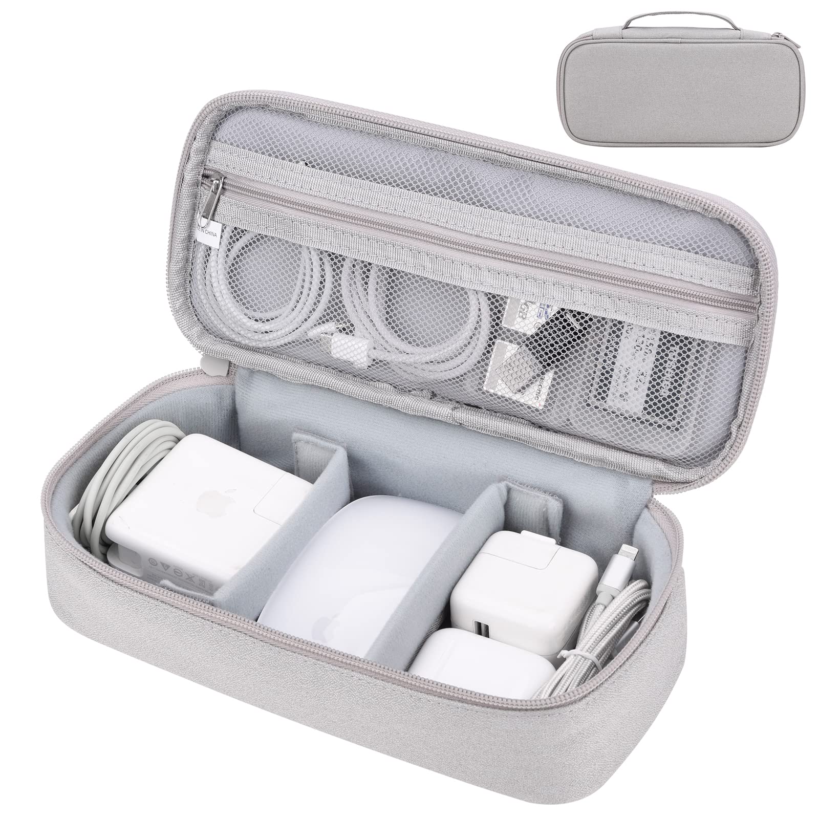 Yundoor Cord Organizer Travel Case, Portable Accessory Pouch Bag For Cable, Charger, Tech Electronics, Airplane Essentials (Ligh