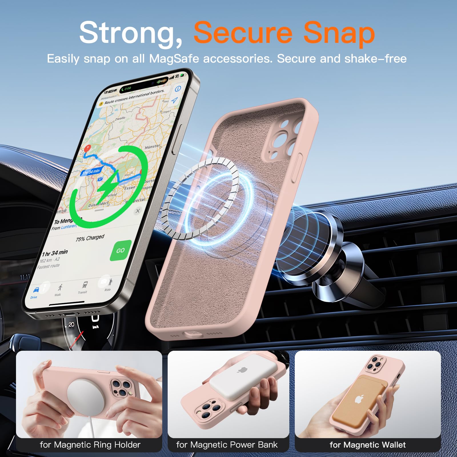 Kiresen Magnetic For Iphone 14 Pro Case With Screen Protector   Wireless Charging Compatible   Upgraded Camera Protection   Sili