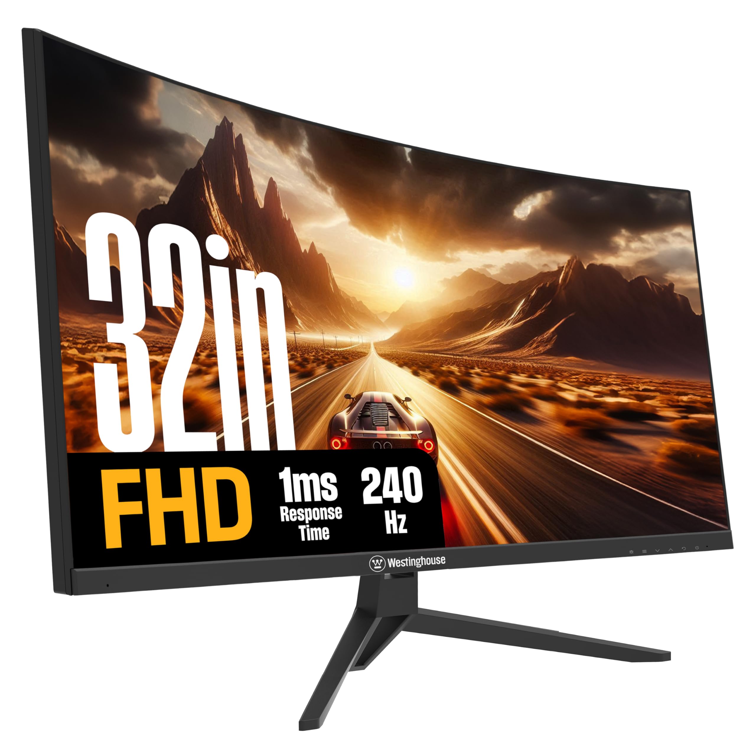 Westinghouse 32 Inch Curved Gaming Monitor, 240Hz, 1ms, FHD 1080P, 1500R, 3000:1 Contrast Ratio, 118% sRGB, AMD FreeSync, Eyecar