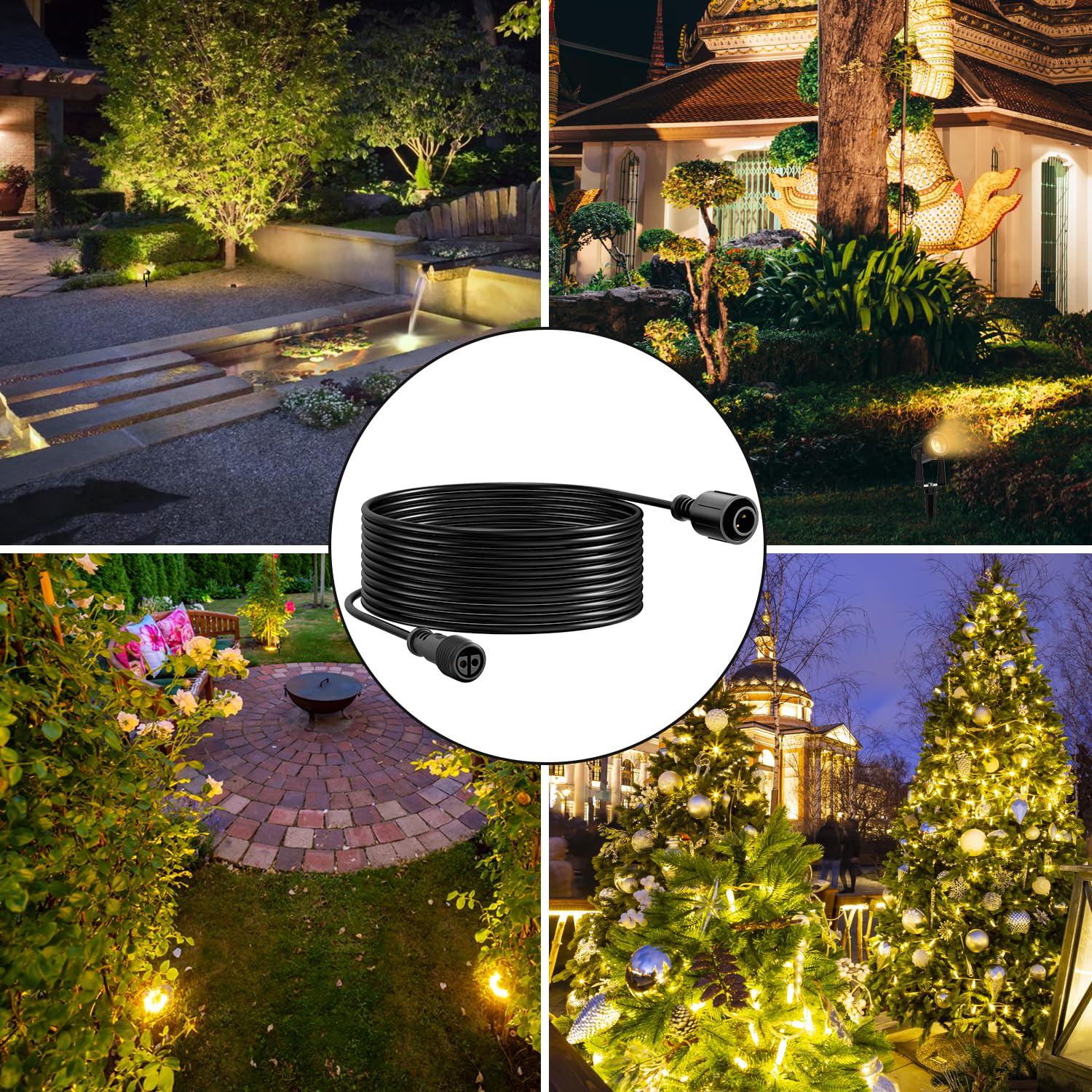 Woolz 2Pcs 6.5Ft Extenstion Cord For Landscape Spotlights, Not Smart Landscape Lights