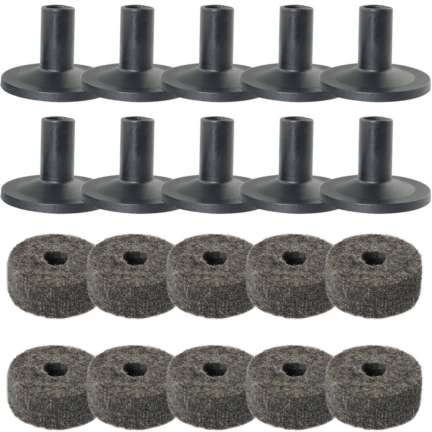 Meetoot 10 Sets Cymbal Stand Felt Washer Gray Drum Cymbal Stand Sleeves Drumset Kit Accessories