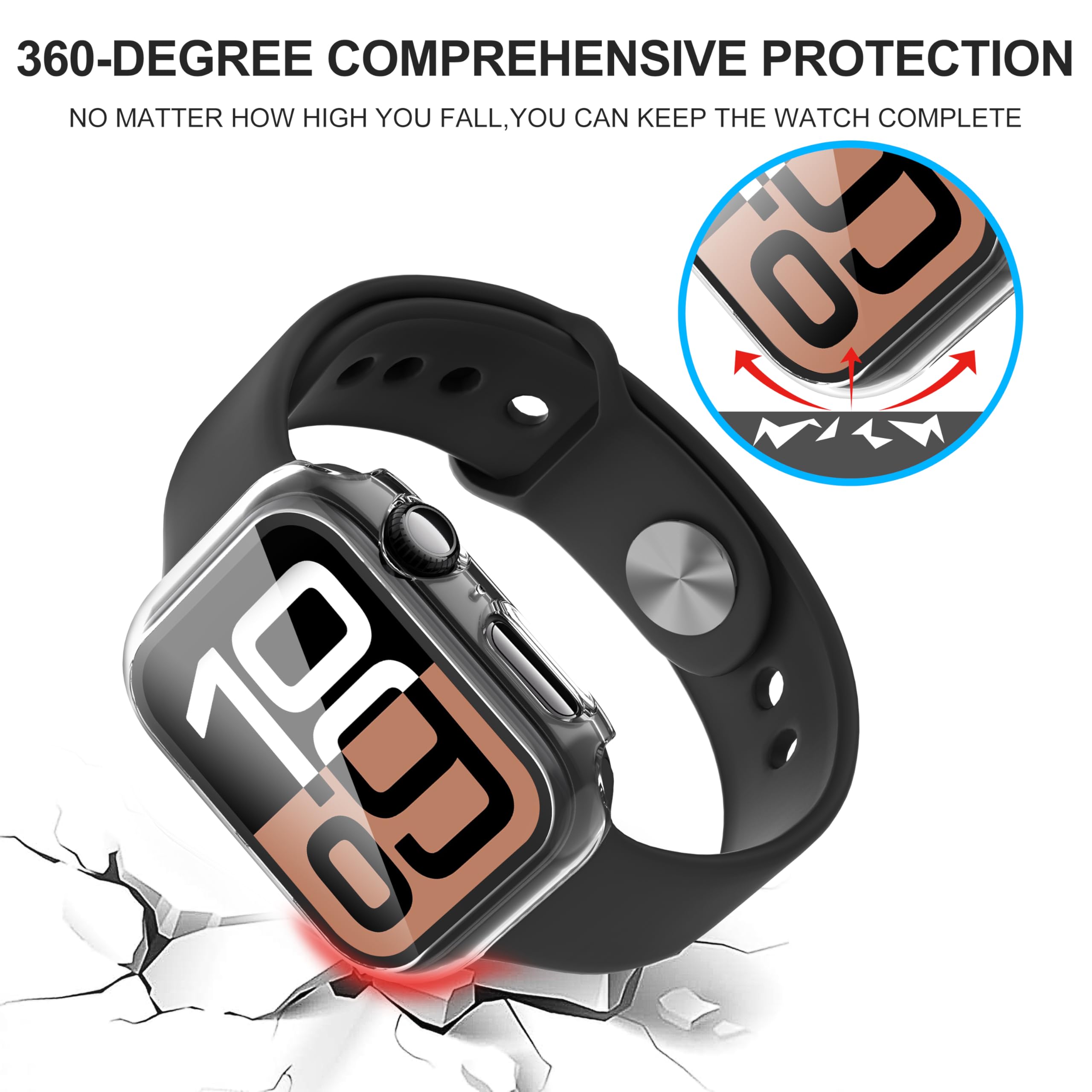 Diruite 2 Pack For Apple Watch Series 10 46Mm Screen Protector Case,All Around Tempered Glass Screen Protector Case Ultra Thin F