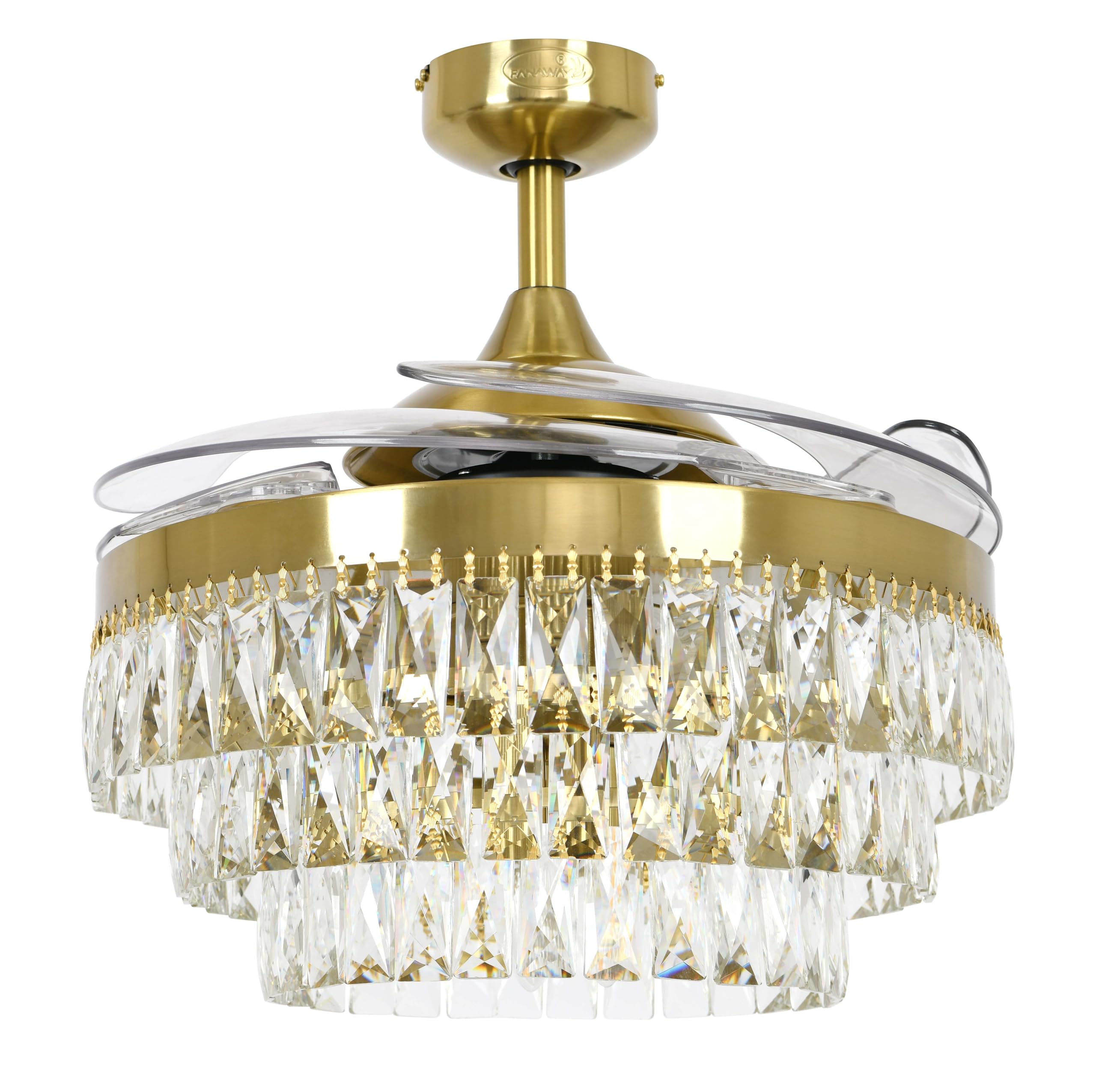 Fanaway Veil 48 Inch Gold Retractable Blades Ceiling Fan With Light