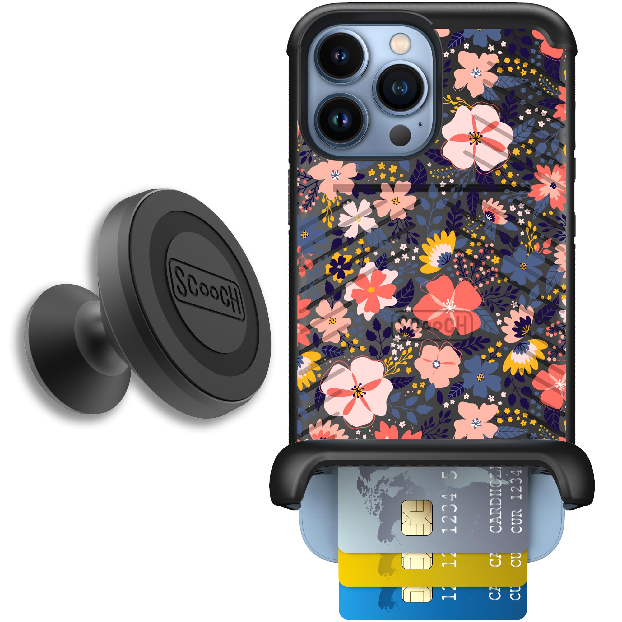 Scooch for iPhone 13 Pro Max Case with Card Holder, Wingmate Wallet Case with Hidden Card Slot and RFID Protection for 4 Cards, 
