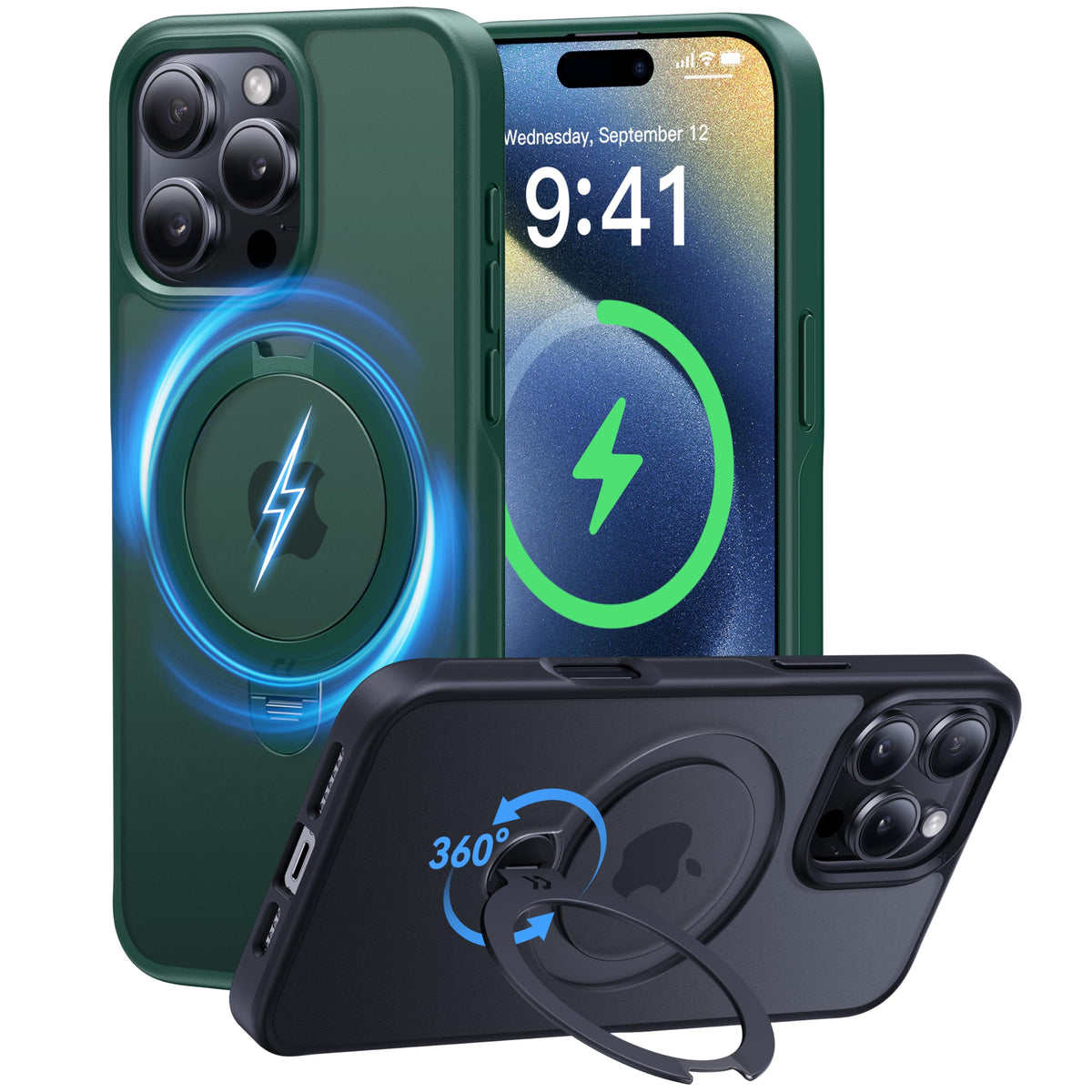 Casekoo For Iphone 16 Pro Case With 360 Upgraded Rotatable Magnetic Stand [Military Drop Protection] [Compatible With Magsafe] S