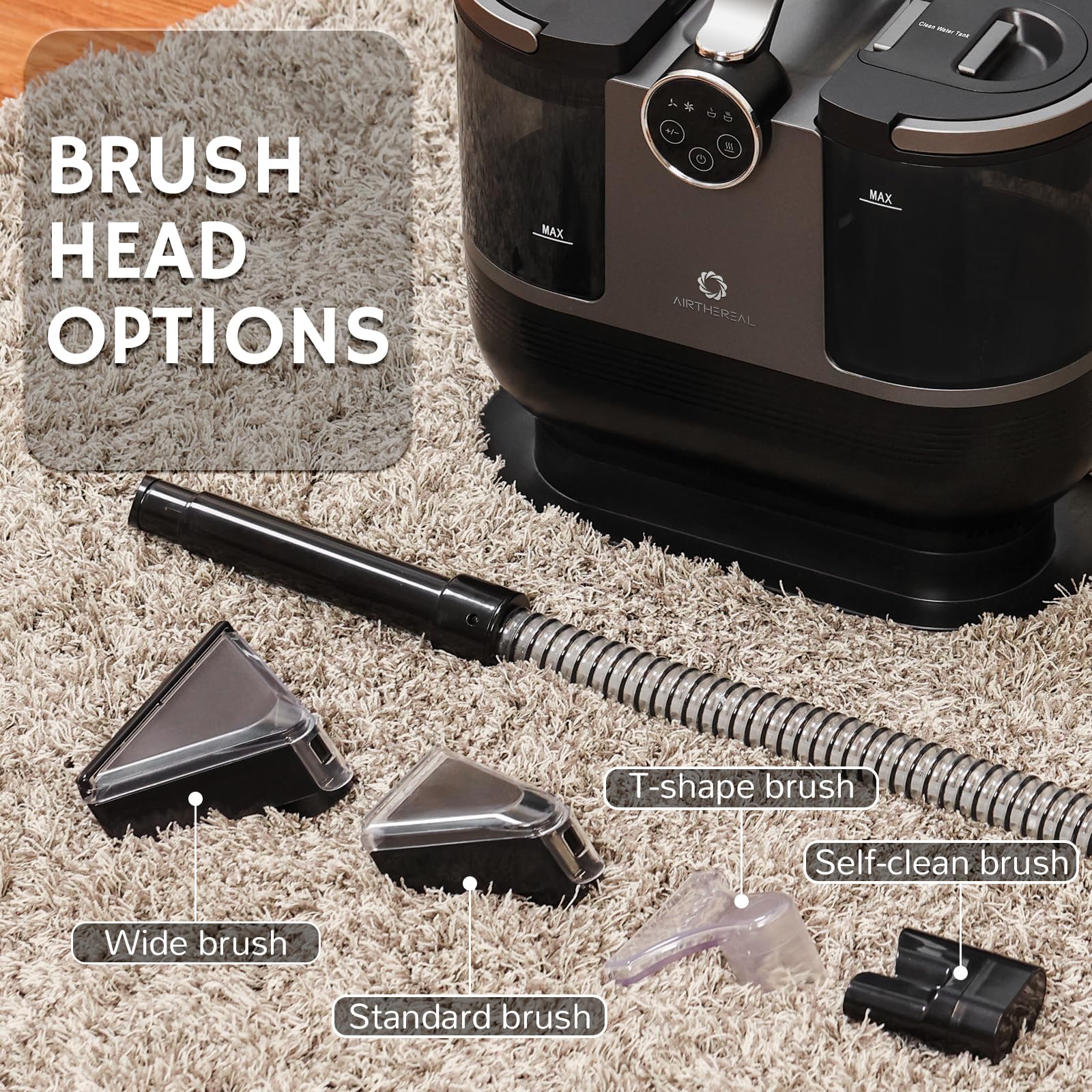 Airthereal S1 Carpet Cleaner Machine, Instant Heating Portable Upholstery Spot Cleaner, Shampooer Machine With Self Cleaning, 14