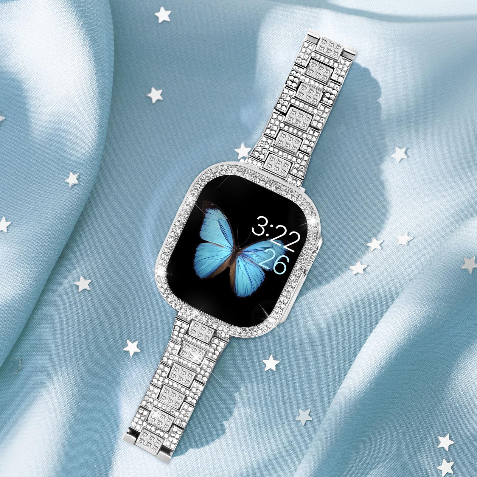 Supoix Compatible With Apple Watch Band S10 46Mm + Case, Luxury Shiny Diamond Replacement Strap For Women & Soft Tpu Case For Iw