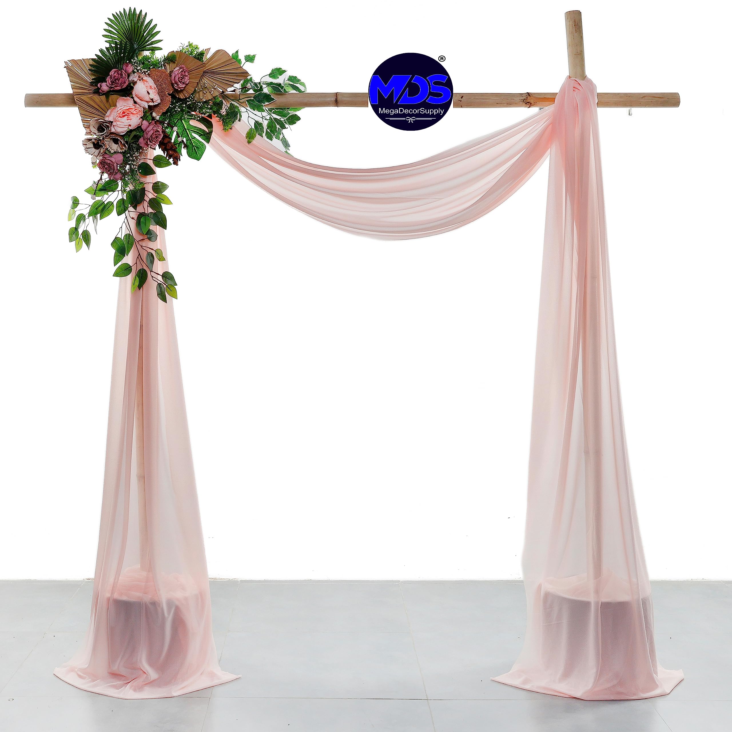 Mds Pack Of 1 Panels (30'' Width X 20Ft Long) Wedding Arch Draping Fabric Sheer Chiffon Fabric Drapery For Wedding Ceremony Rece