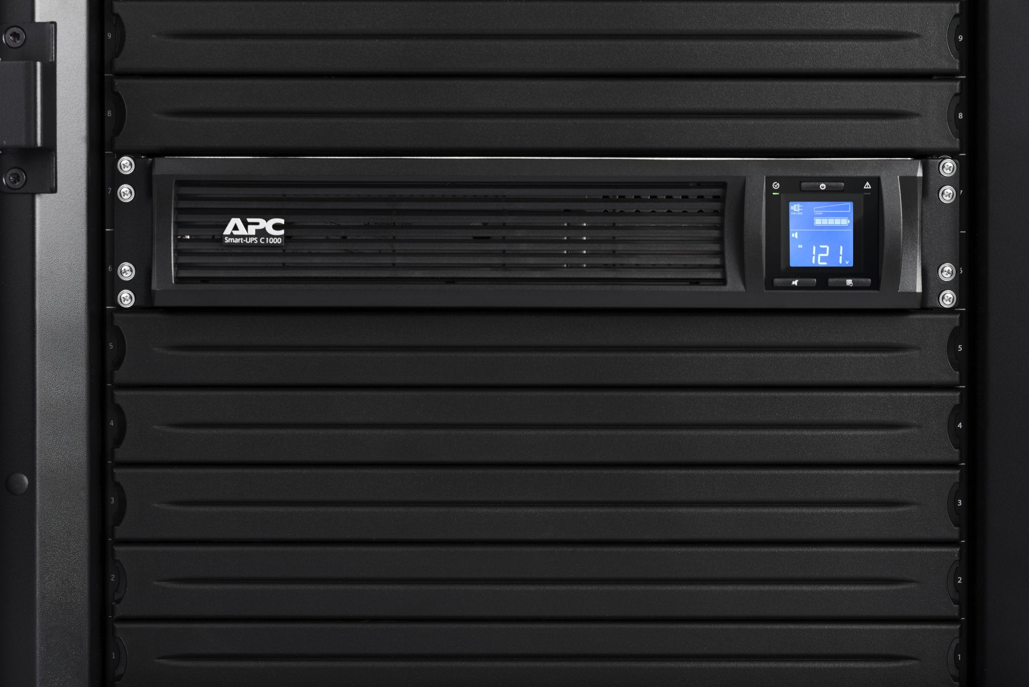 Apc 1000Va Smart Ups With Smartconnect, Smc1000 2Uc Rack Mount Ups Battery Backup, Sinewave, Avr, 120V, Line Interactive Uninter