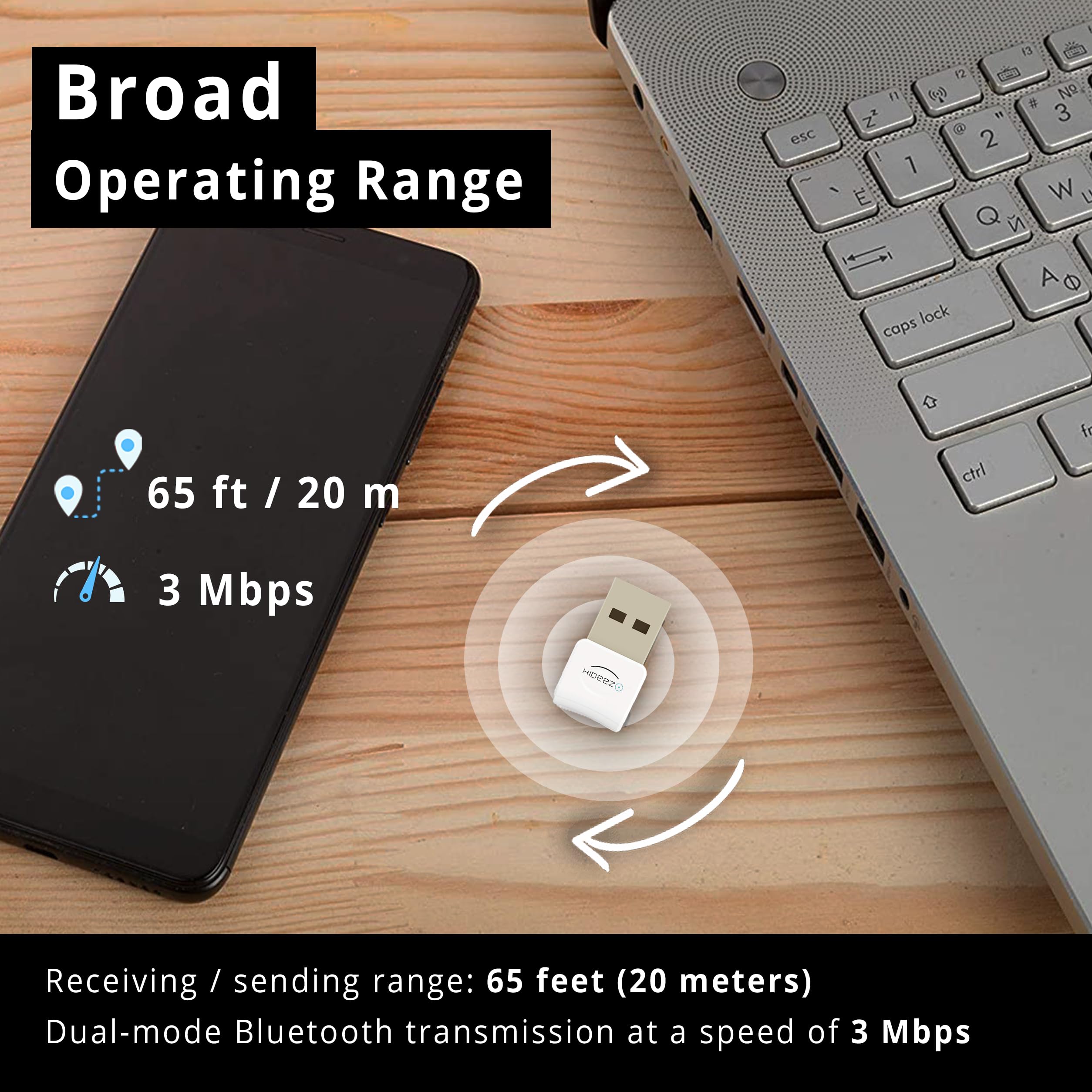 Hideez Usb Bluetooth Adapter For Pc, Macos, Linux, Chromeos, Raspberry Pi - Low Energy, Long Range Bluetooth Adapter For Mouse,