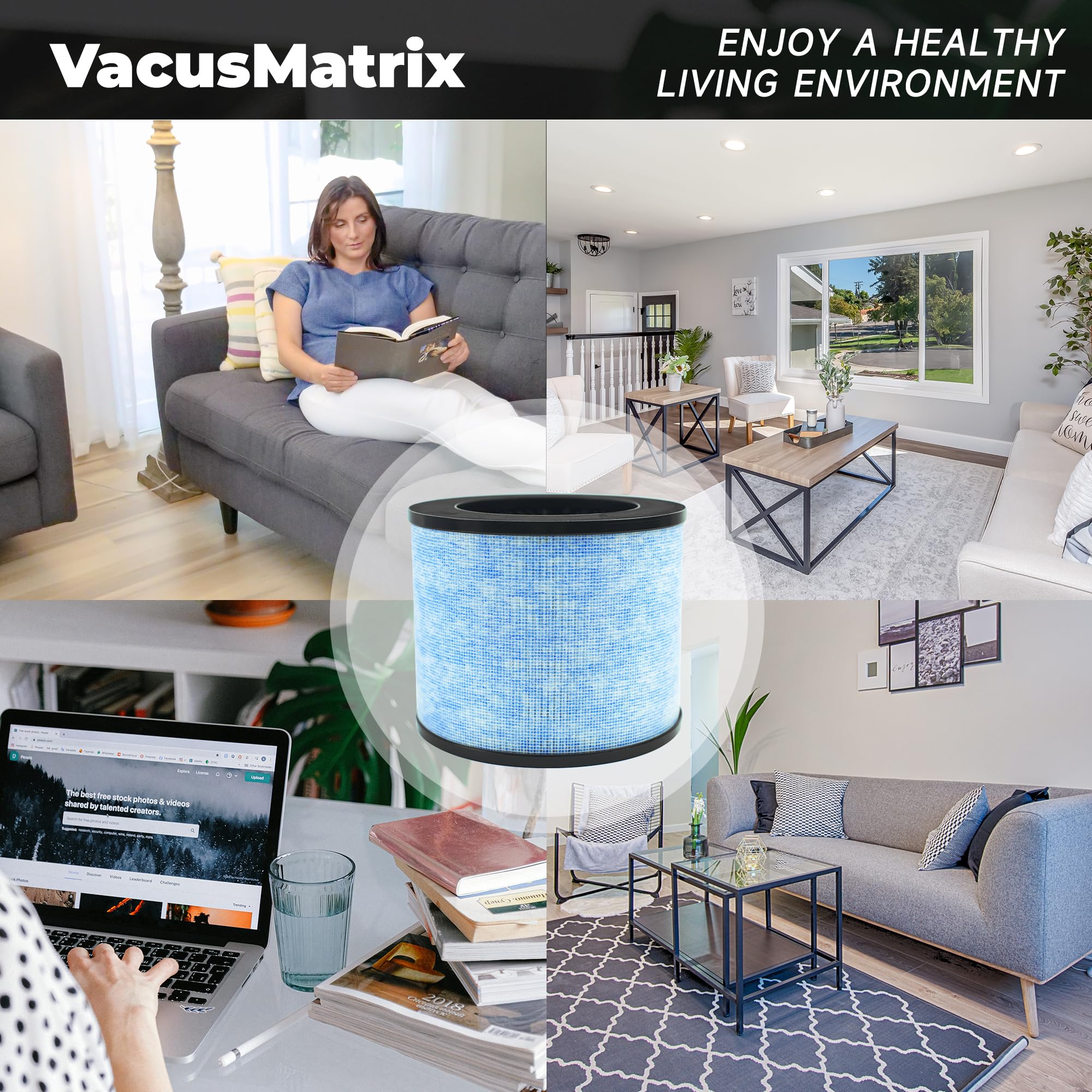 2 Pack F100 3 In 1 H13 True Hepa Replacement Filters Compatible With Instant Ap100, Pre Filter & H13 Grade True Hepa Filter & Hi