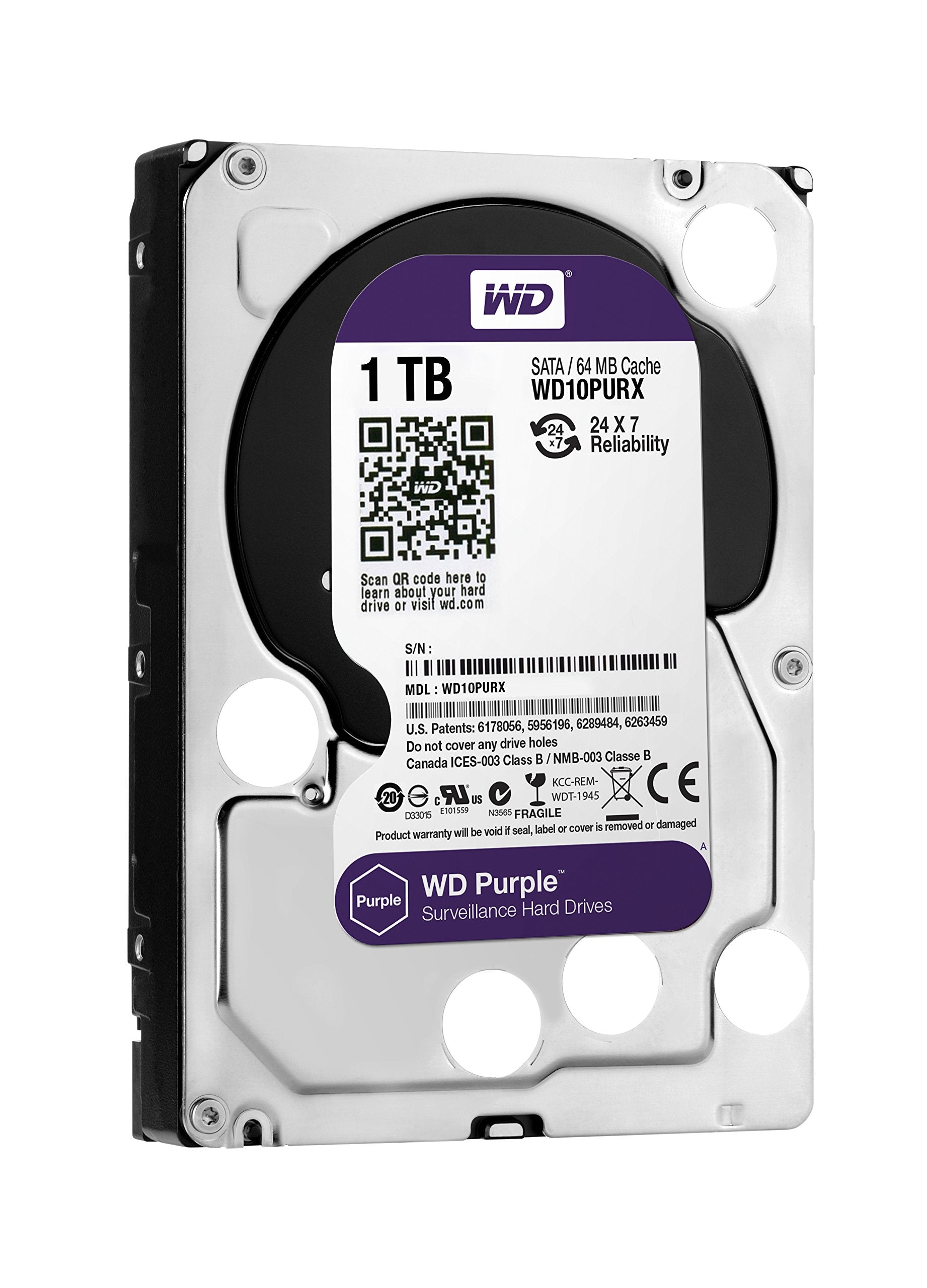Wd Purple 1Tb Surveillance Hard Disk Drive   5400 Rpm Class Sata 6 Gb/S 64Mb Cache 3.5 Inch   Wd10Purx [Old Version]